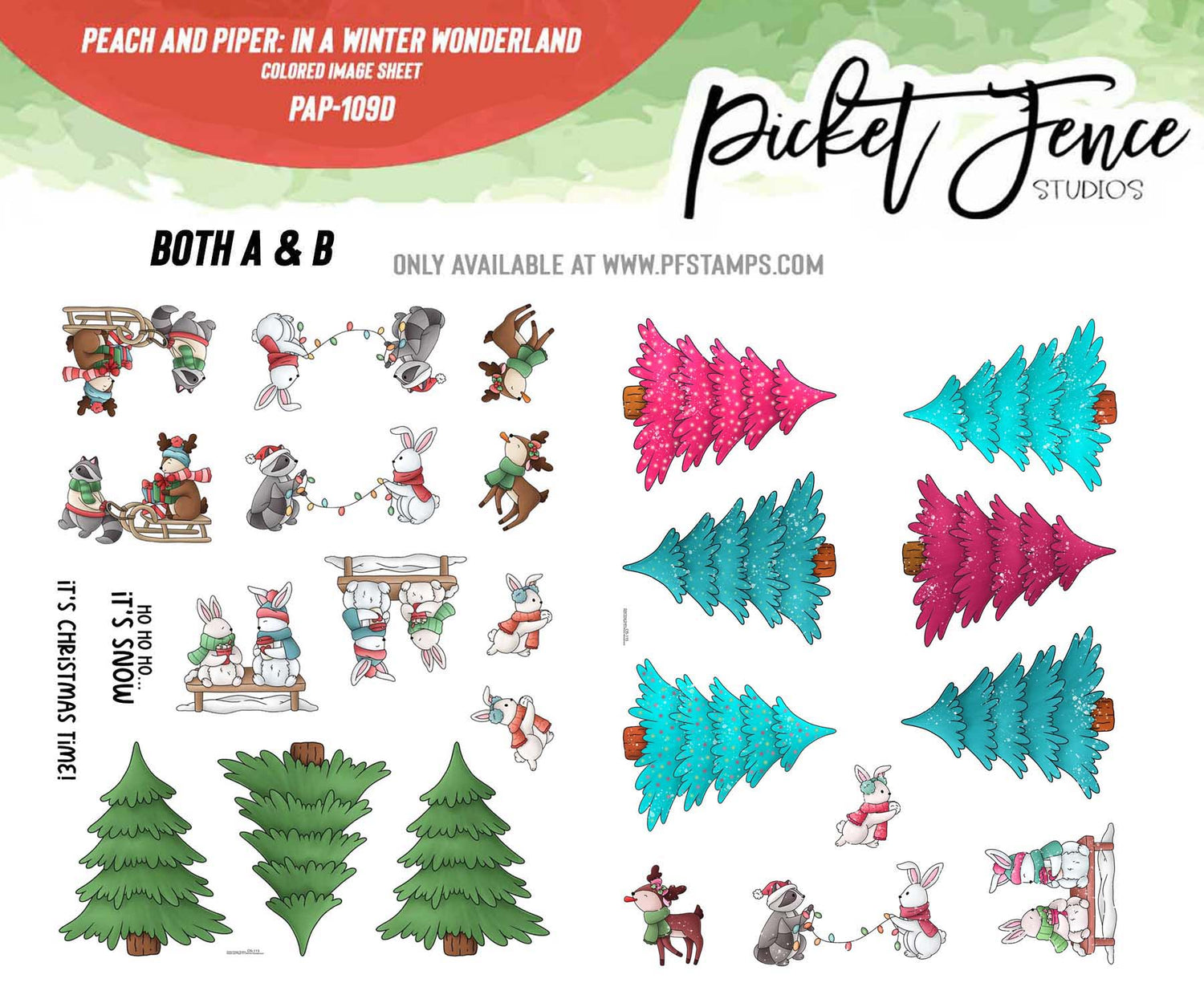 Peach and Piper: In a Winter Wonderland Colored Image Sheet (Both A and B)