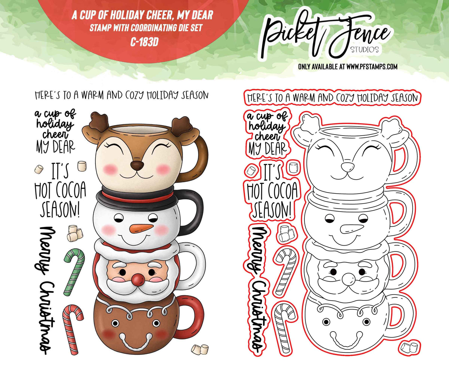 A Cup of Holiday Cheer, My Dear - Stamp with Coordinating Die Set