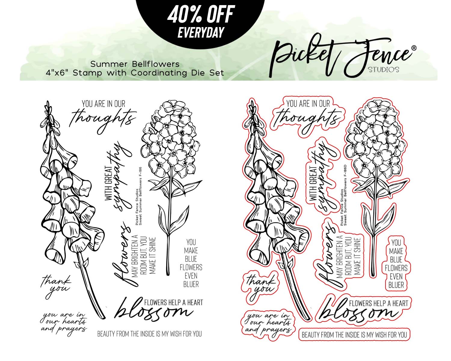 Sweet Summer Bellflowers Stamp with Coordinating Die Set