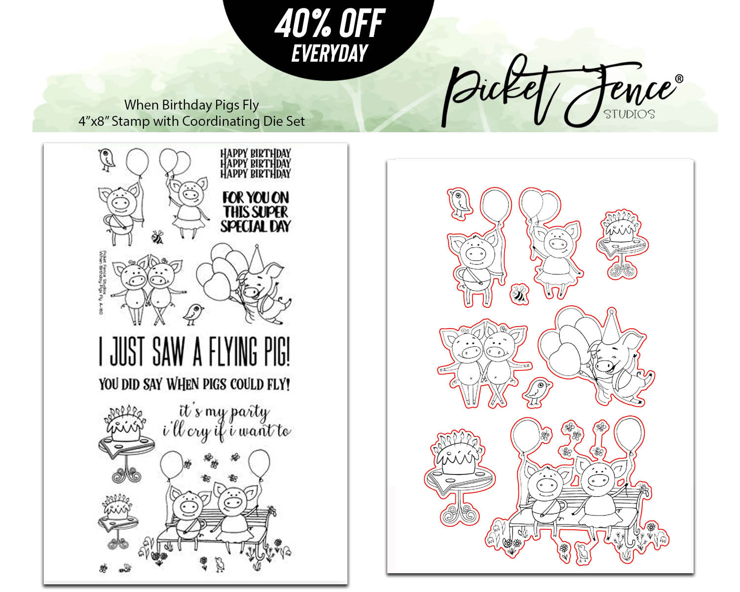 When Birthday Pigs Fly with Coordinating Die Set