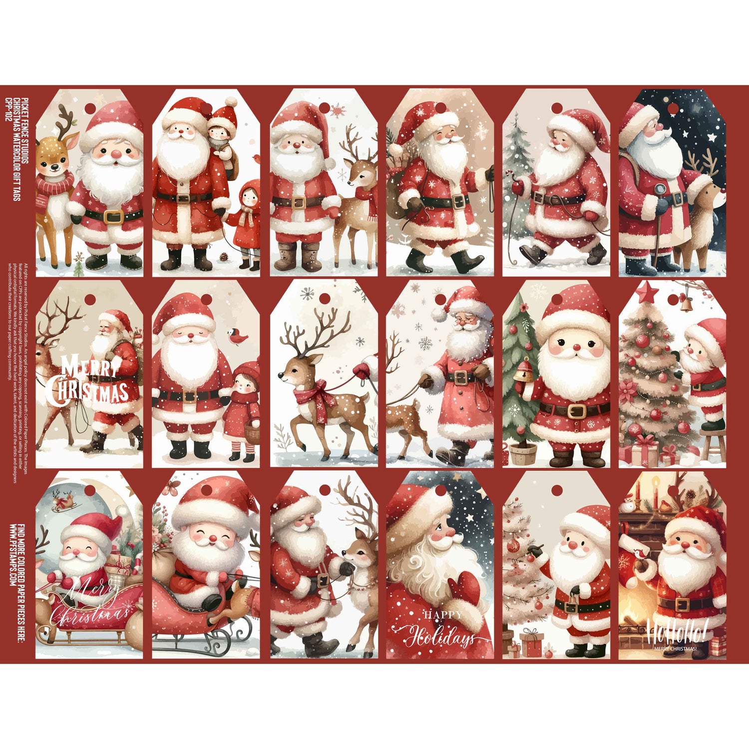 Colored Paper Pieces - Christmas Watercolor Tags - 40% Off