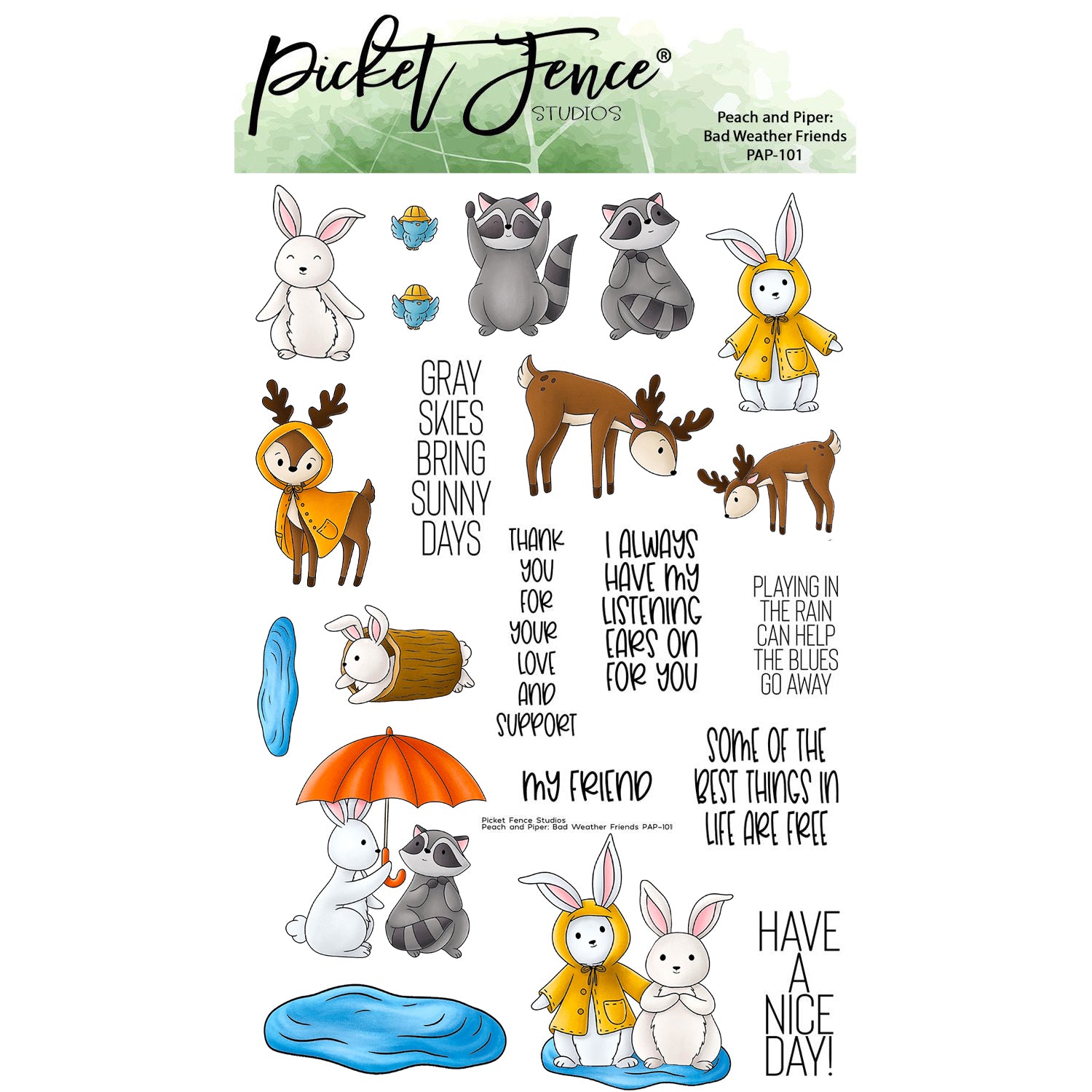 Peach and Piper: Bad Weather Friends with Coordinating Die Set