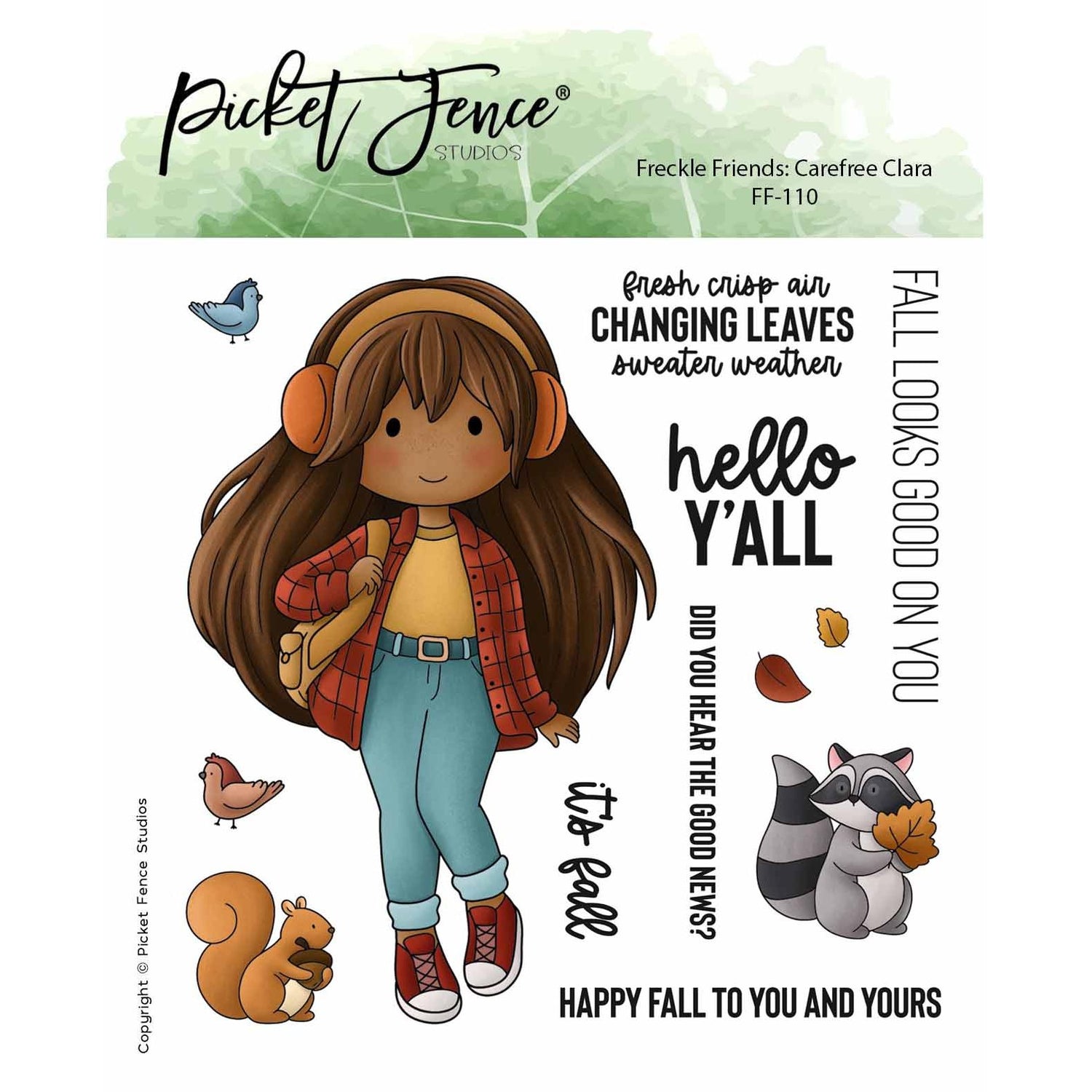 Colored Image Sheet - Freckle Friends: Carefree Clara (Darker Skin & Brown Hair)