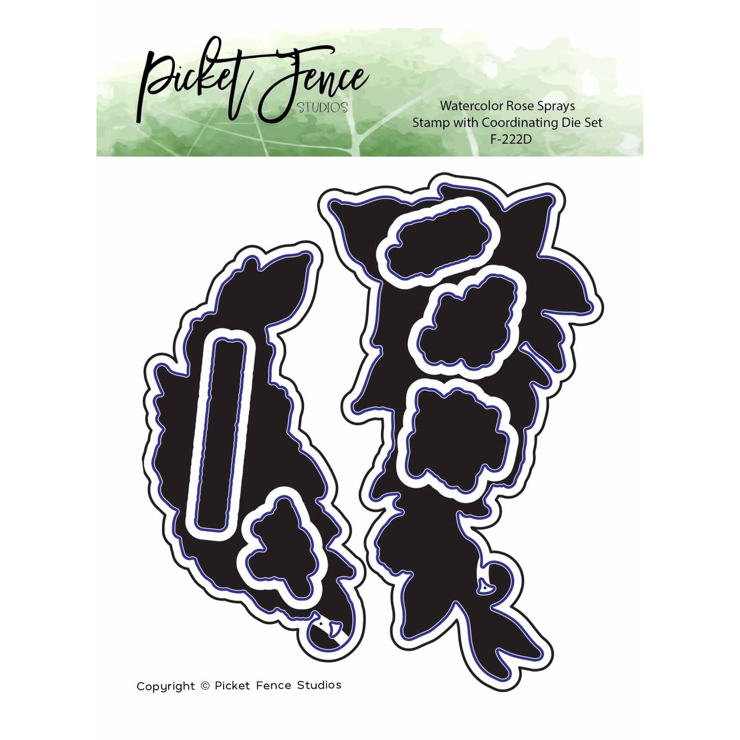 Watercolor Rose Sprays - Stamp and Coordinating Die Set with Colored Image Sheet