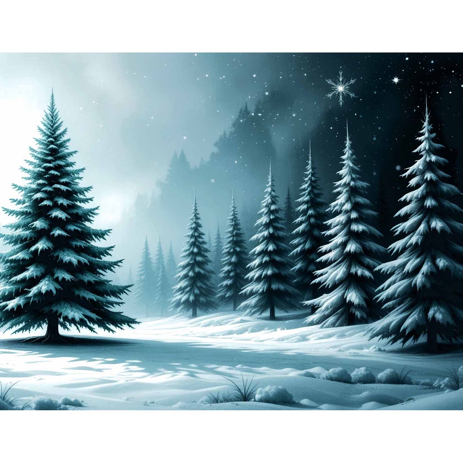 Fabulously Glossy A2 Card Fronts - Frozen Watercolor Forest - Blue