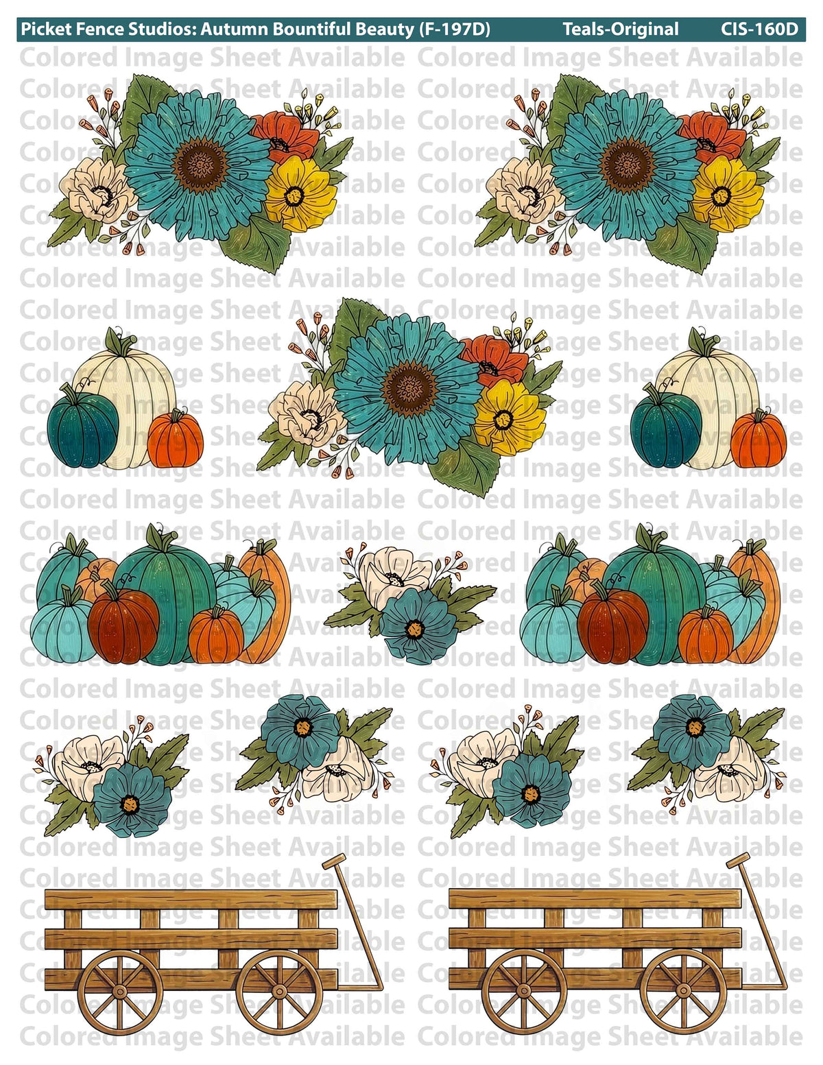 Colored Image Sheet: Autumn Bountiful Beauty (Teals - Reversed)