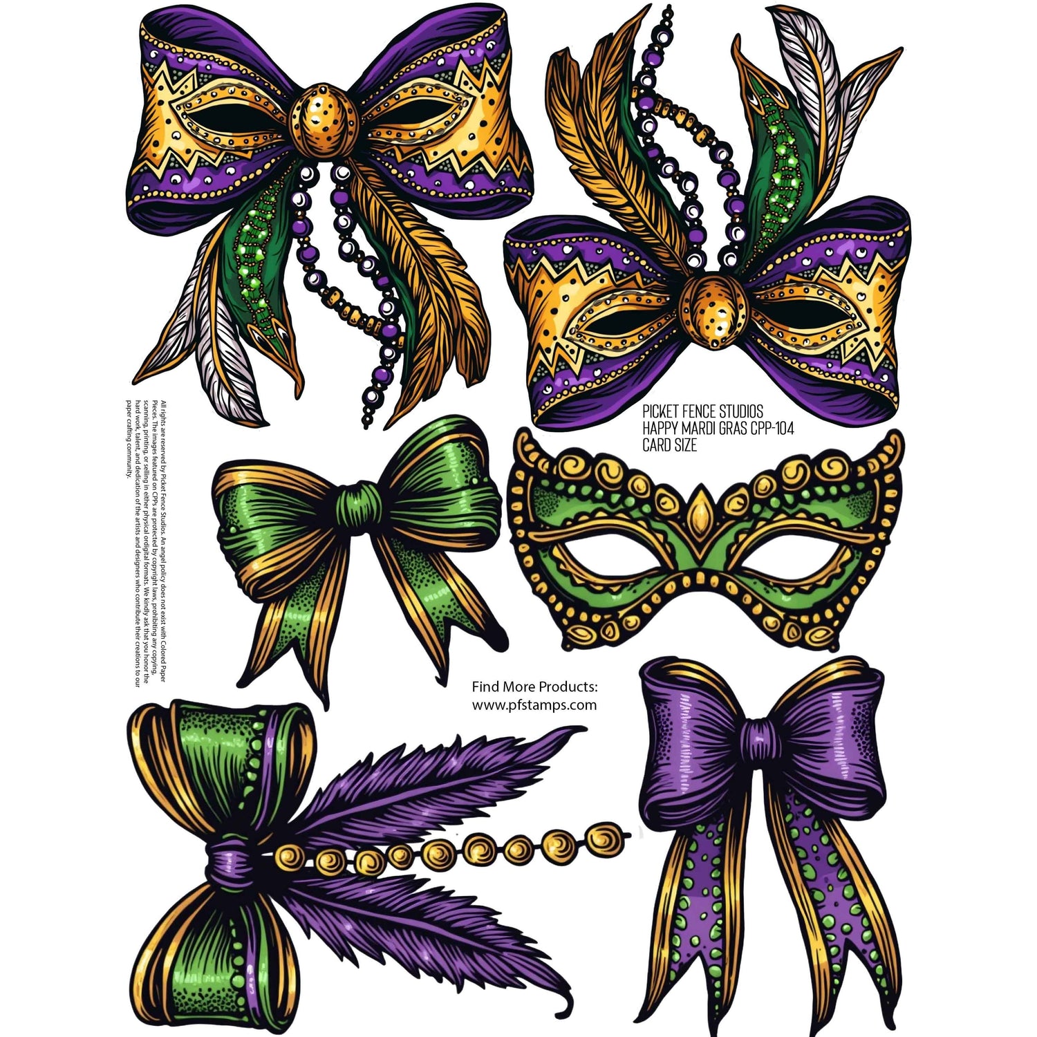 Colored Paper Pieces - Happy Mardi Gras Card Size - 40% Off