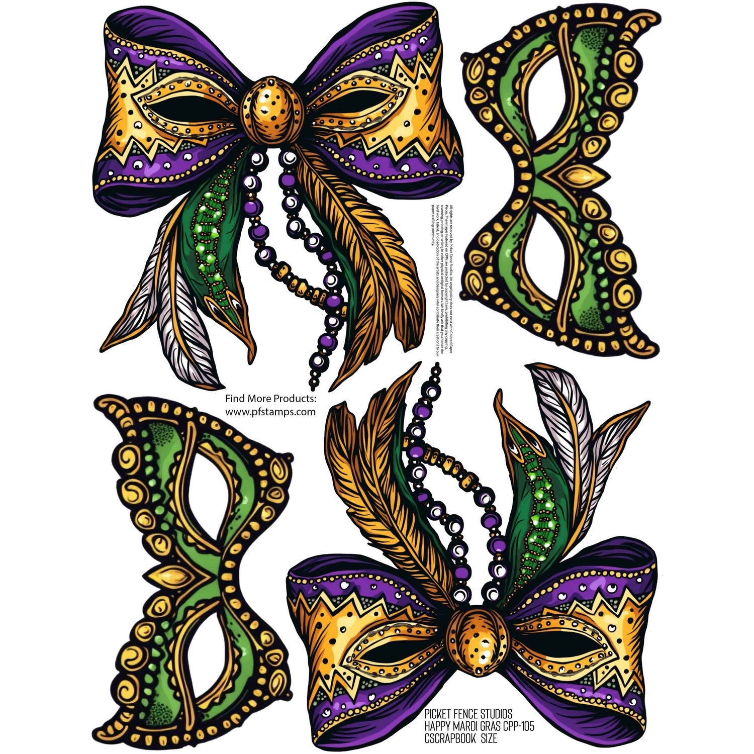 Colored Paper Pieces - Happy Mardi Gras Scrapbook Size - 40% Off