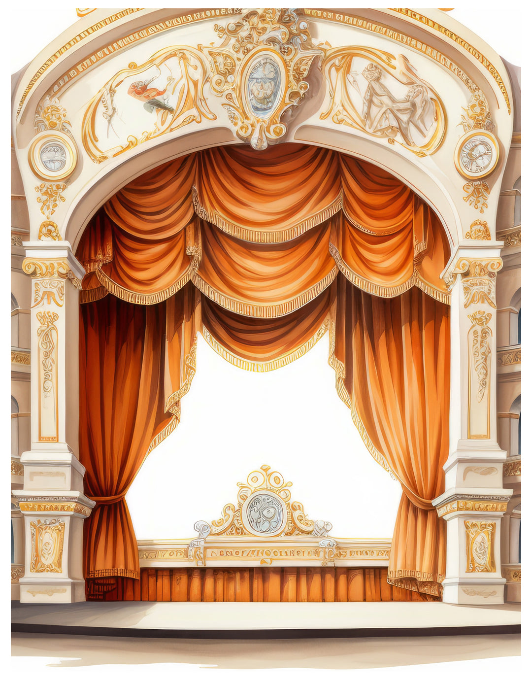 Fabulously Glossy A2 Card Fronts - Scene Building: A Golden Nutcracker Stage