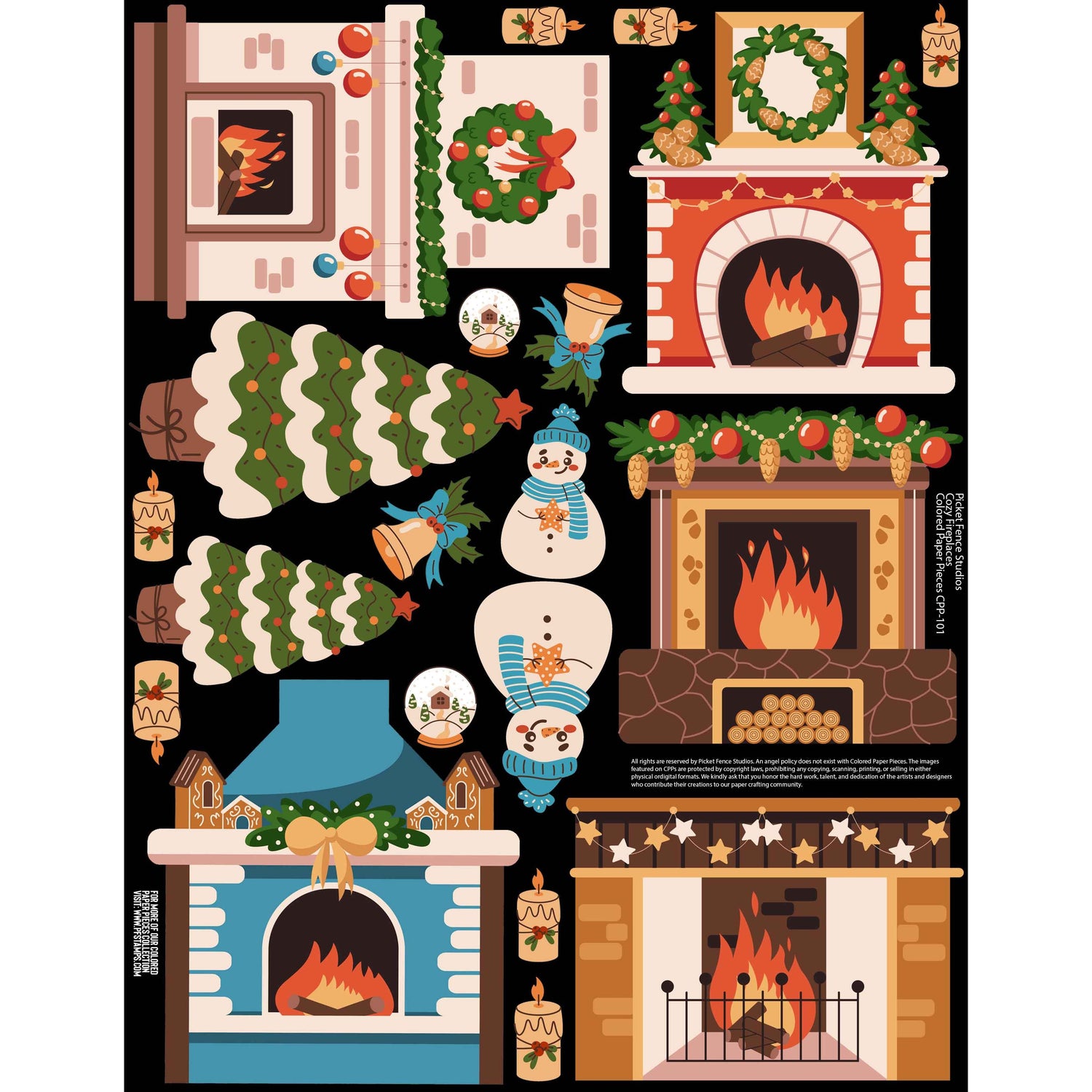 Colored Paper Pieces - Cozy Fireplaces - 40% Off