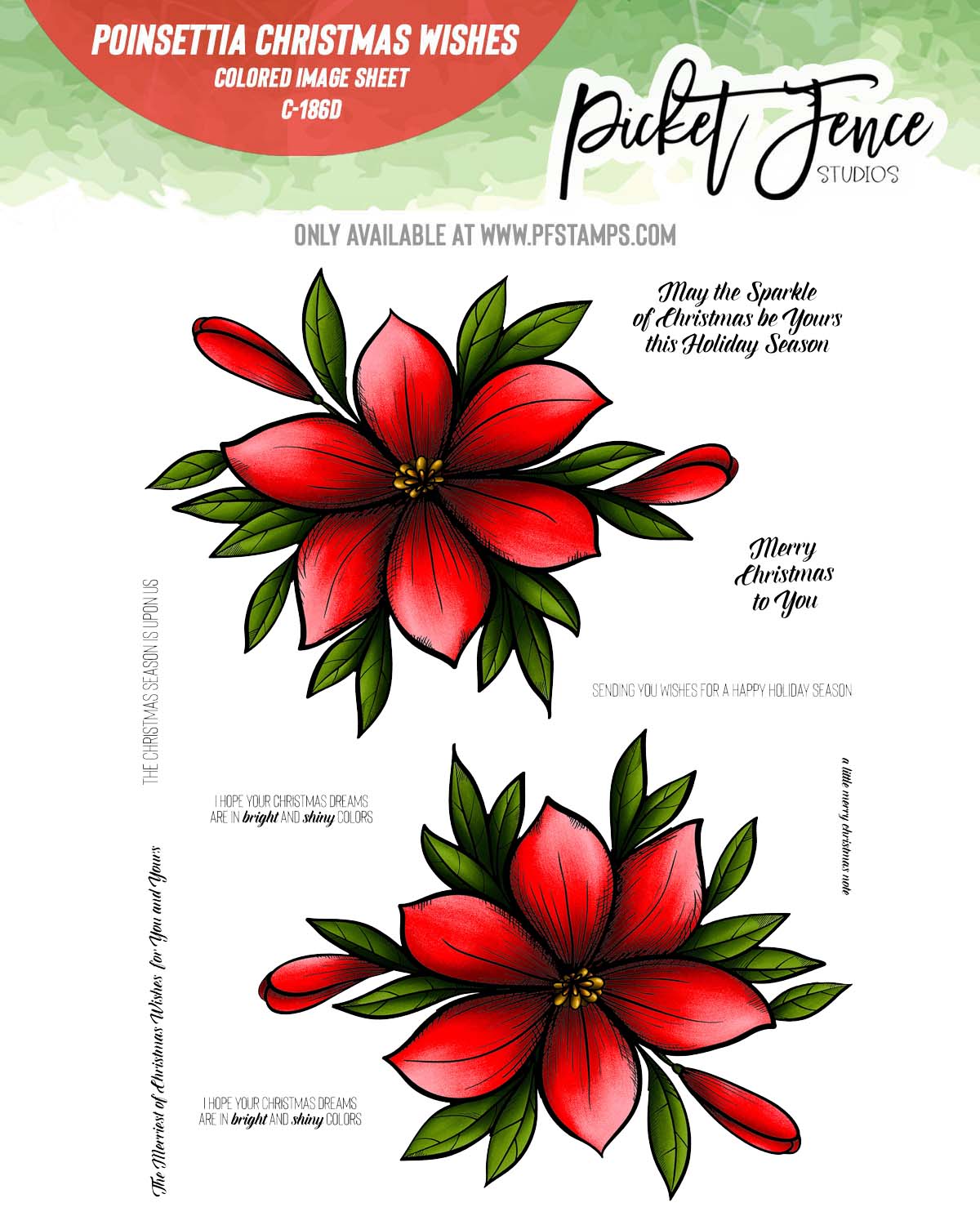 Colored Image Sheet - Poinsettia Christmas Wishes