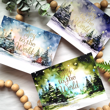 Fabulously Glossy A2 Card Fronts - Holiday Watercolor Evergreens