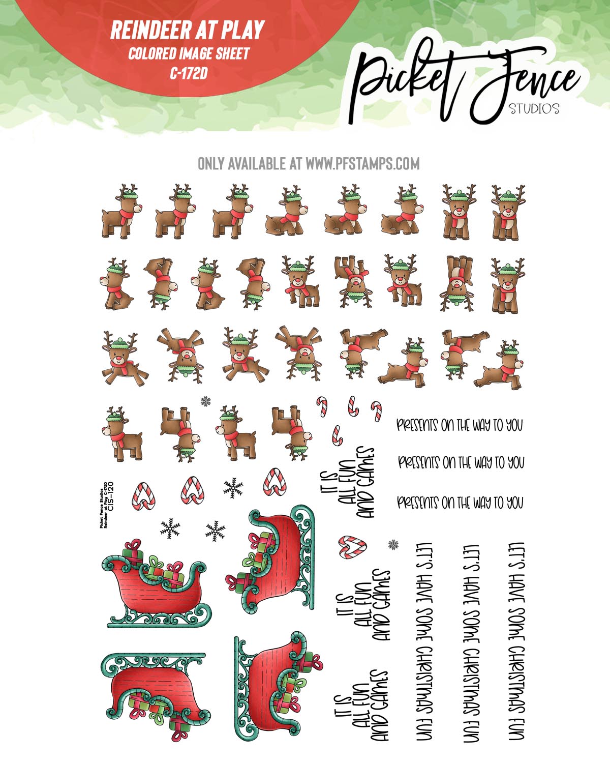 Colored Image Sheet - Reindeer at Play