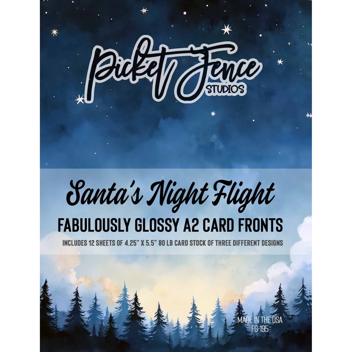 Fabulously Glossy A2 Card Fronts - Santa’s Night Flight