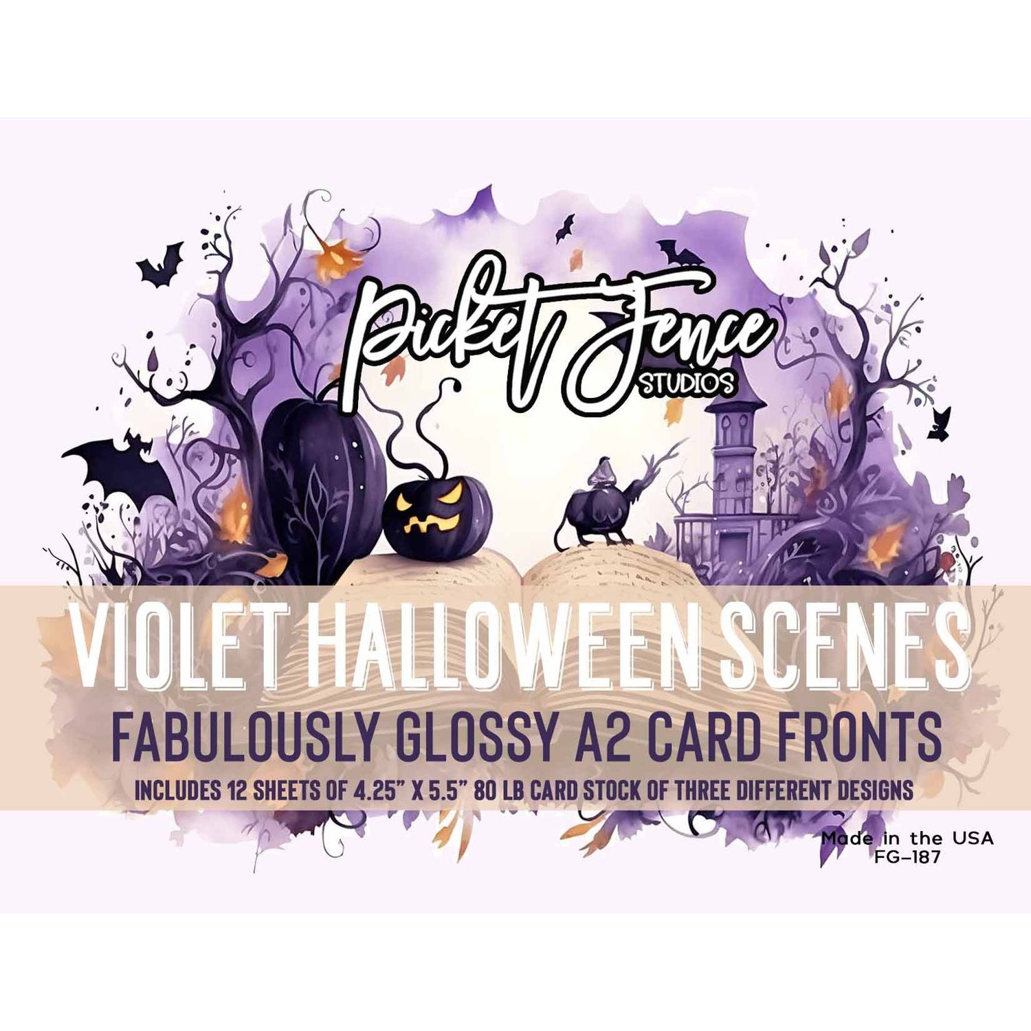 Fabulously Glossy A2 Card Fronts - Violet Halloween Scenes
