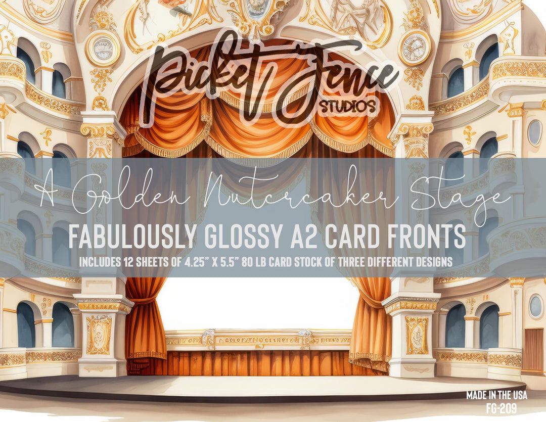 Fabulously Glossy A2 Card Fronts - Scene Building: A Golden Nutcracker Stage