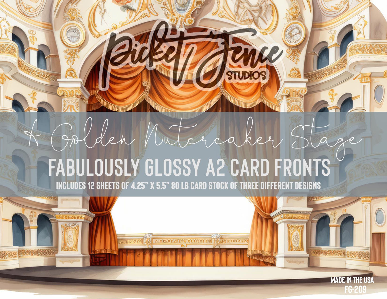 Fabulously Glossy A2 Card Fronts - Scene Building: A Golden Nutcracker Stage