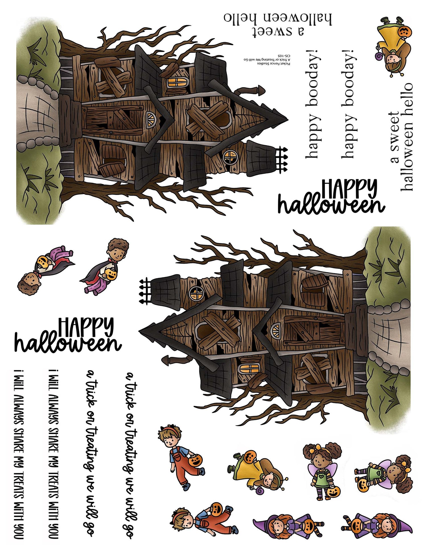 Colored Image Sheet - A Trick or Treating We will Go (Brown House)