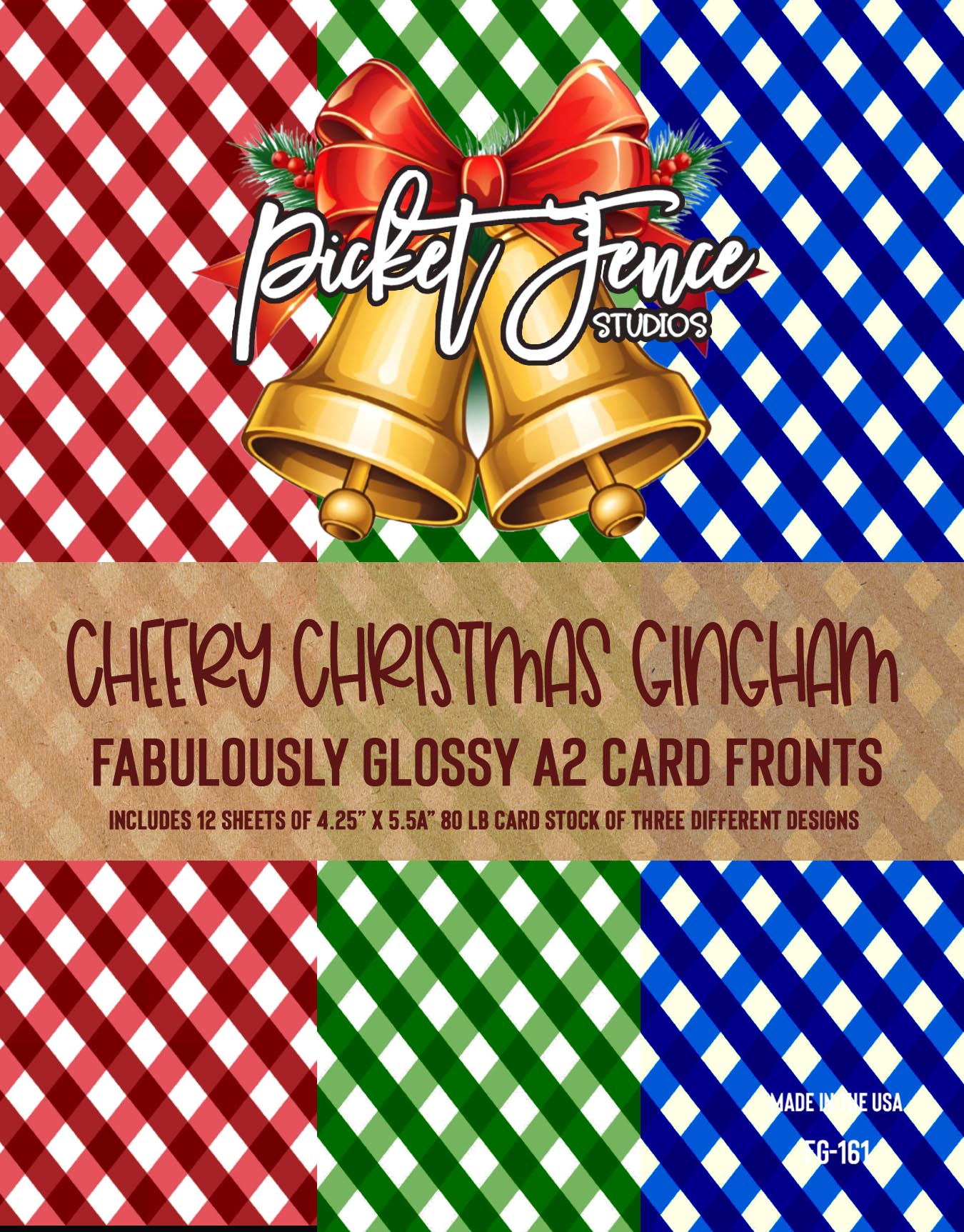 Fabulously A2 Glossy Card Fronts: Cheery Christmas Gingham
