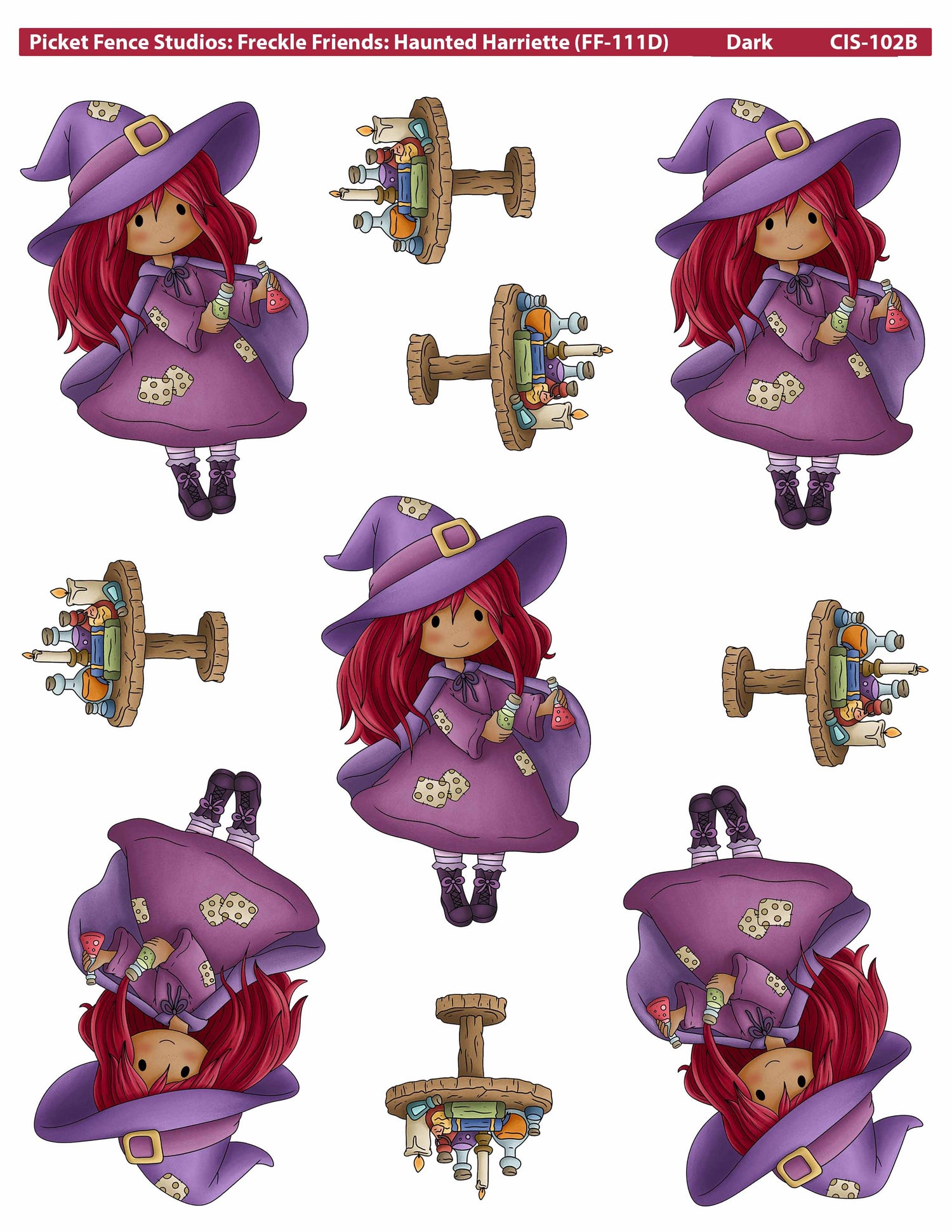 Colored Image Sheet - Freckle Friends: Haunted Harriette (Dark Skin)