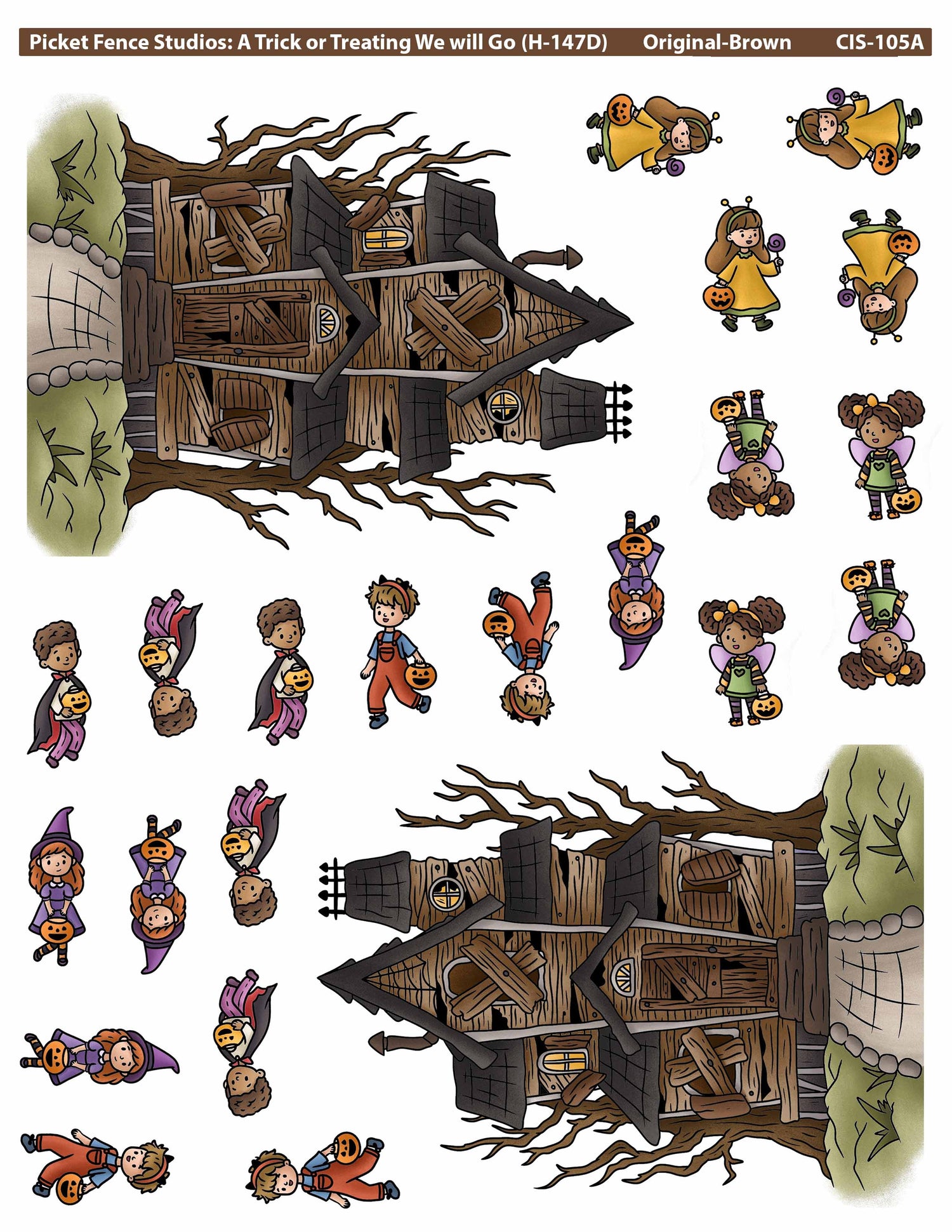 Colored Image Sheet - A Trick or Treating We will Go (Original Orientation-Brown House)
