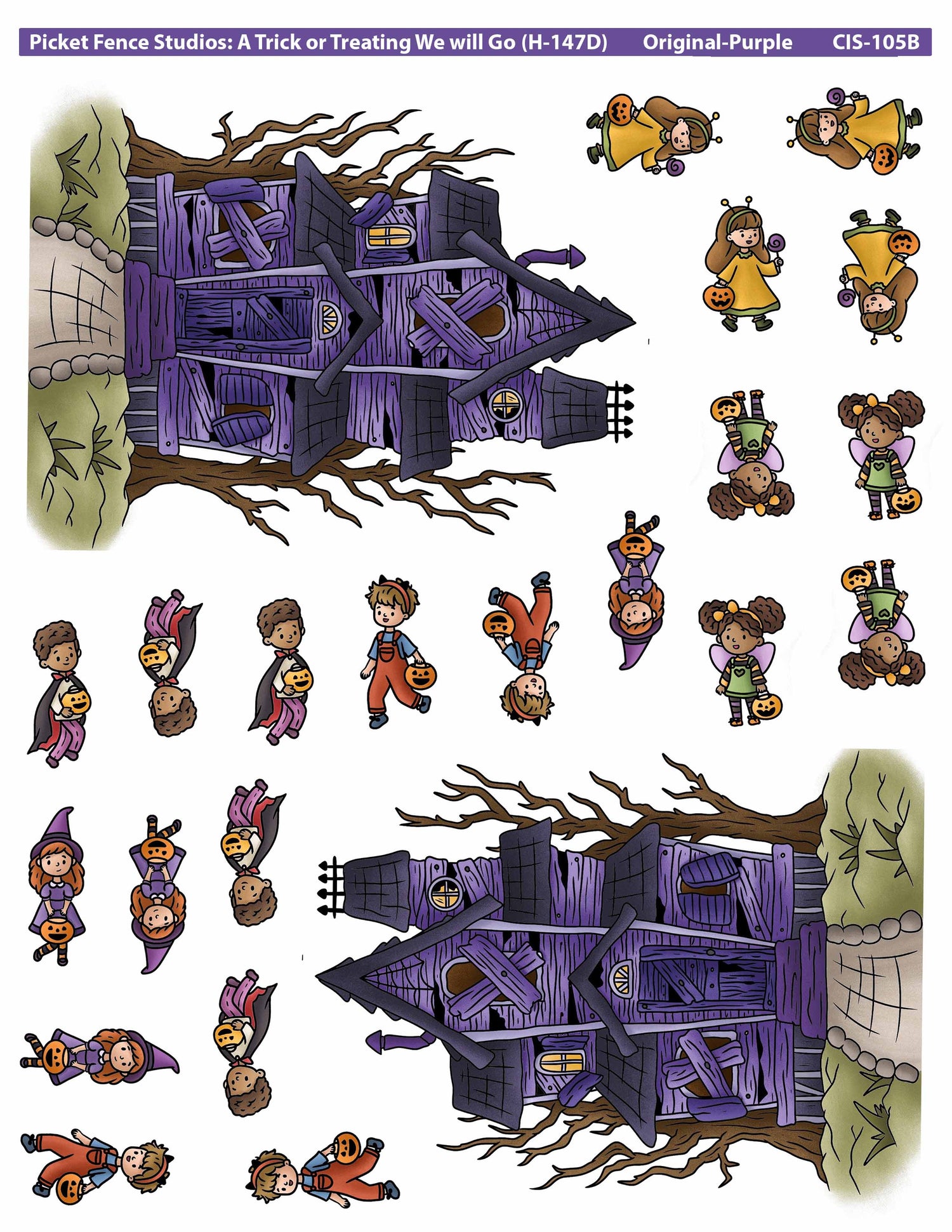 Colored Image Sheet - A Trick or Treating We will Go (Original Orientation - Purple House)