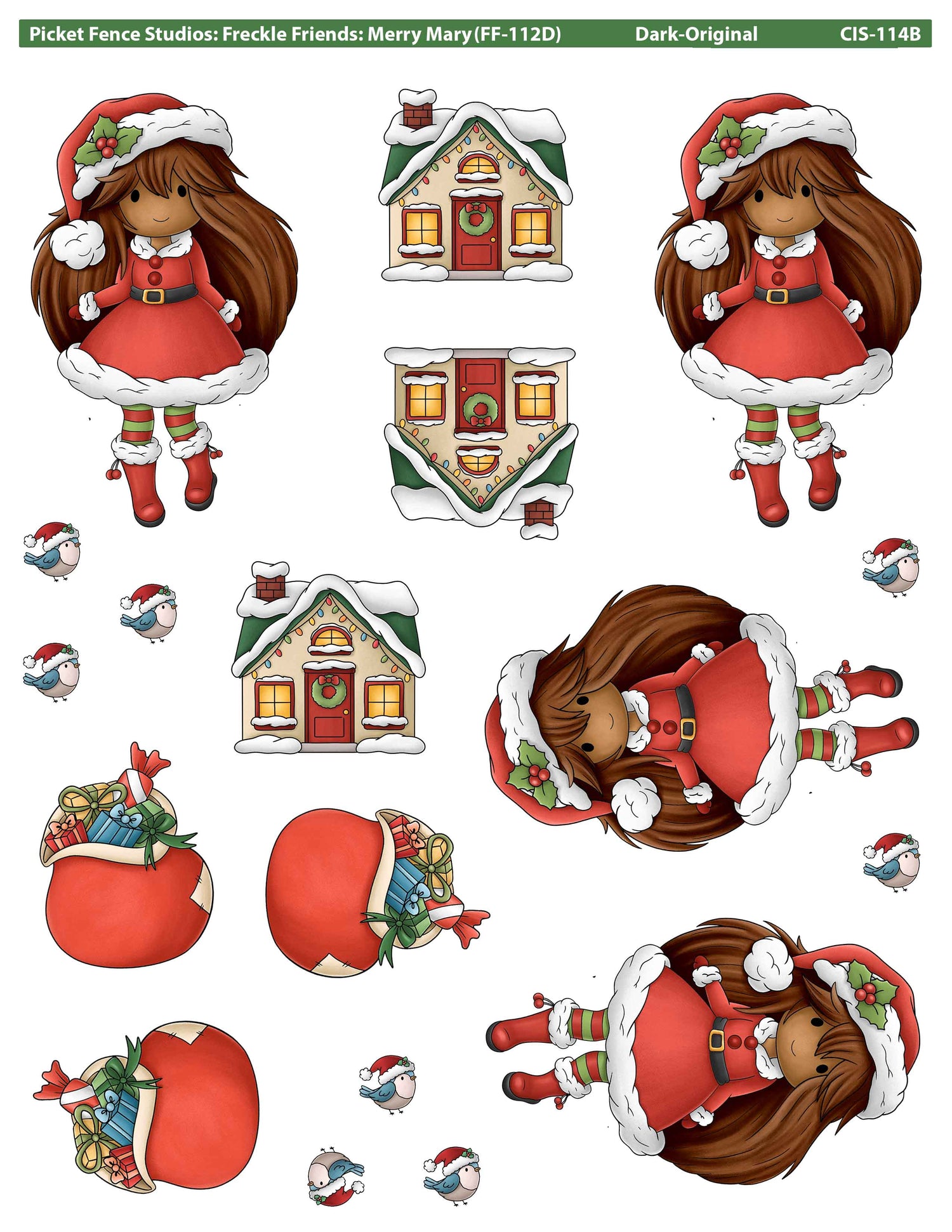 Freckle Friends: Merry Mary Colored Image Sheet (Dark Skin-Original Orientation)