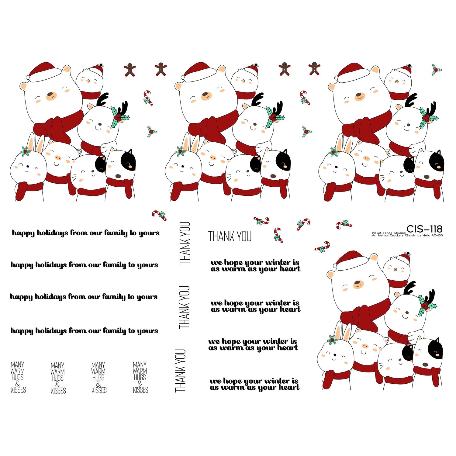 Colored Image Sheet - An Animal Crackers Christmas Hello