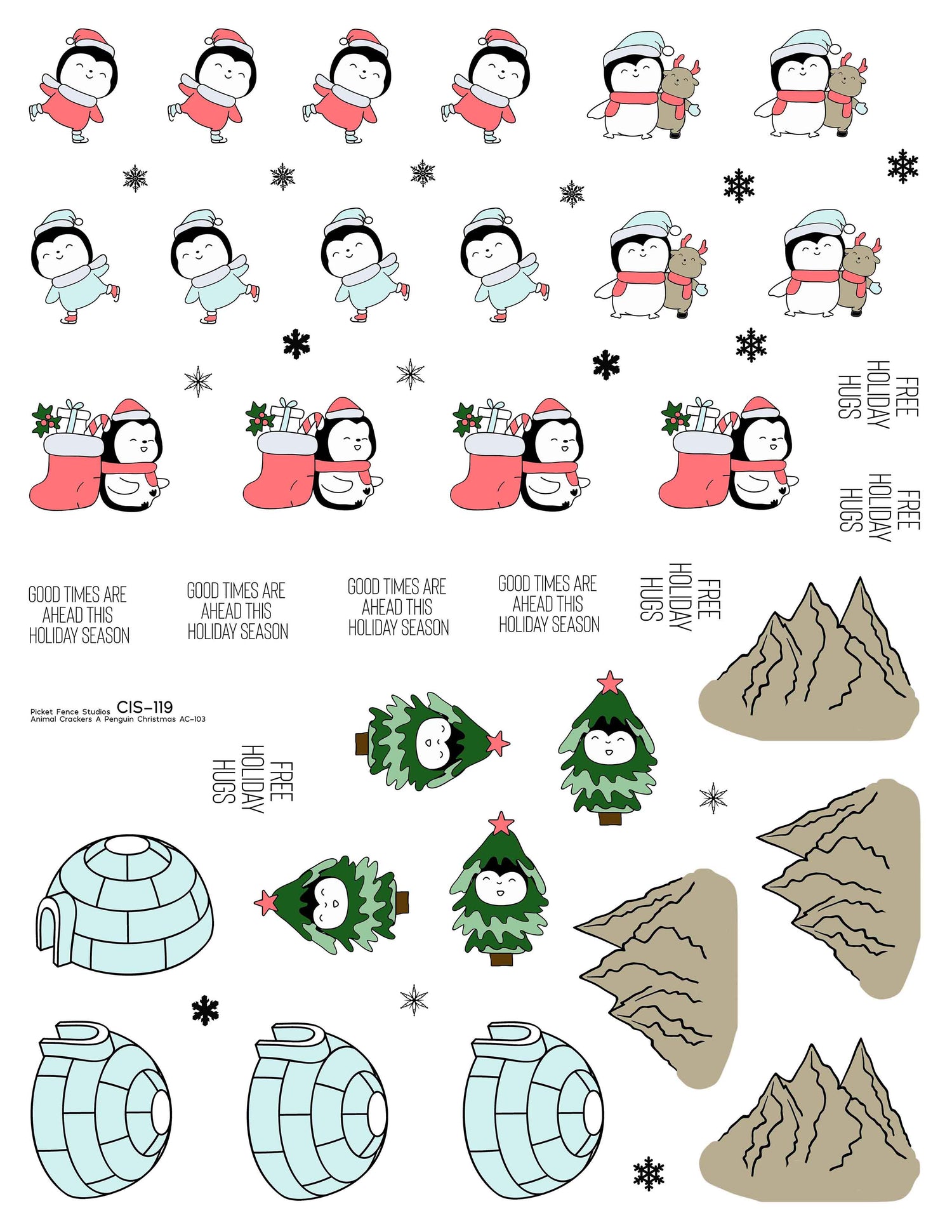 Colored Image Sheet - Animal Crackers Penguin Christmas