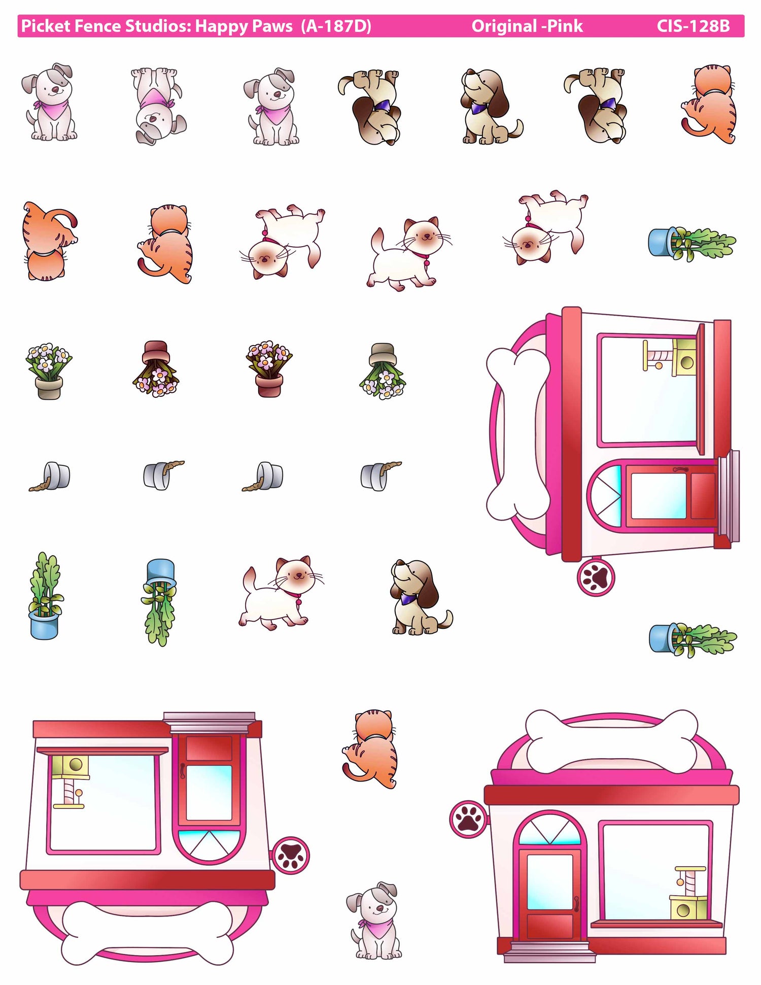 Colored Image Sheet: Happy Paws (Pink-Original Orientation)