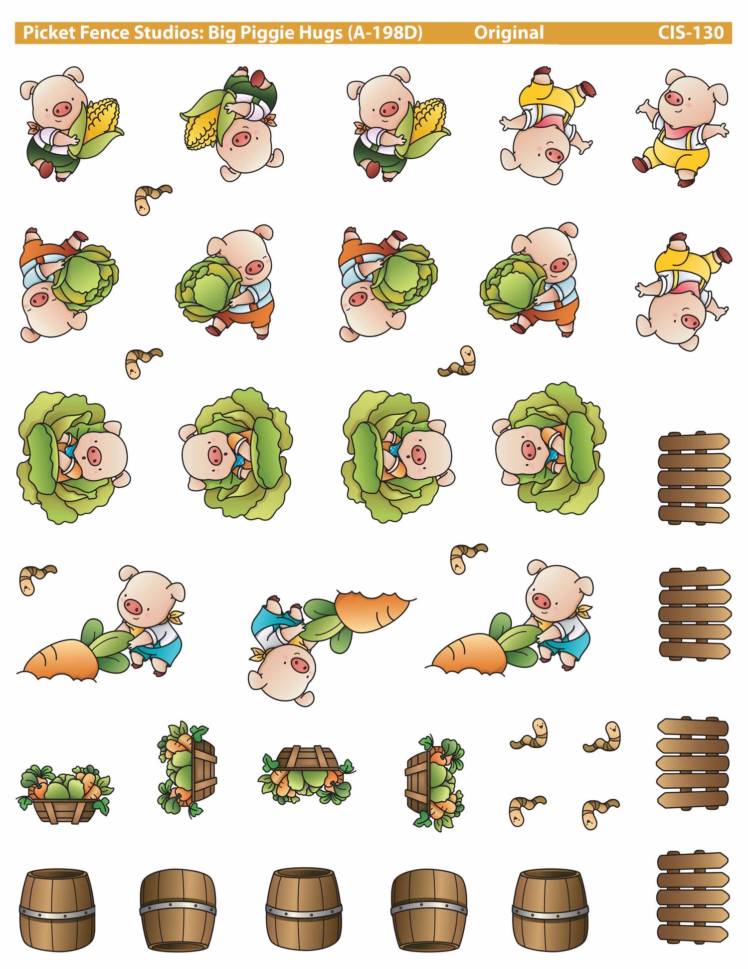 Colored Image Sheet: Big Piggie Hugs in Original Orientation
