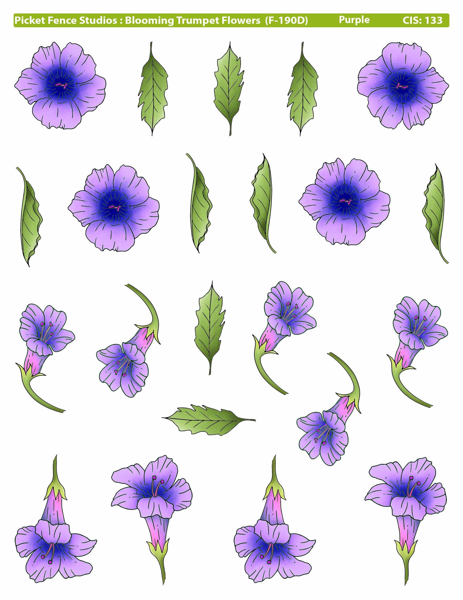 Colored Image Sheet - Blooming Trumpets: Purple