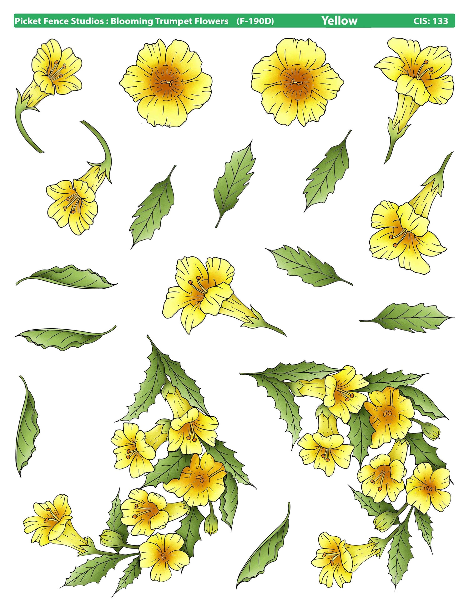 Blooming Trumpet Flowers with Coordinating Die with 5 Colored Image Sheets (Kelly Taylor)