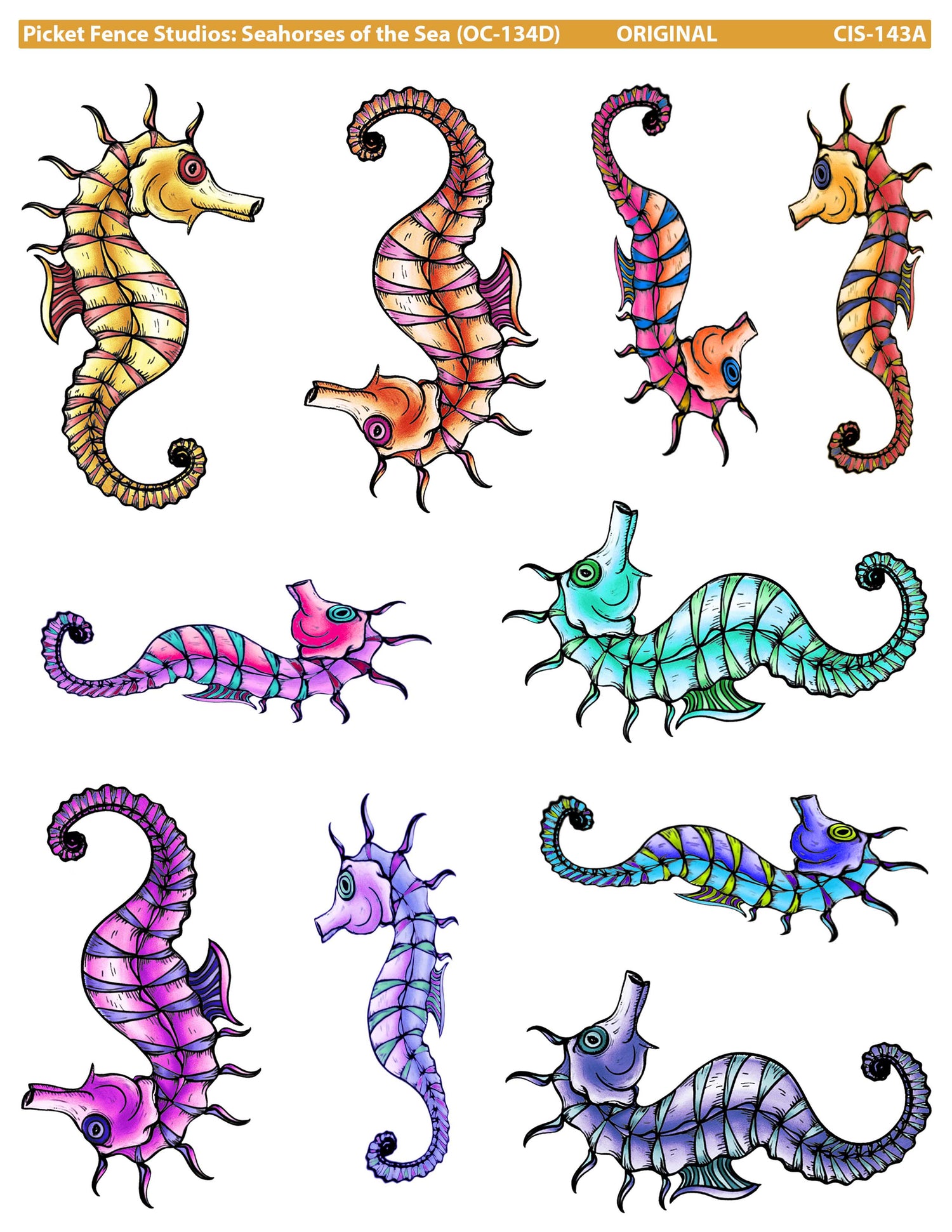 Colored Image Sheet: Seahorses of the Sea A in Original Orientation
