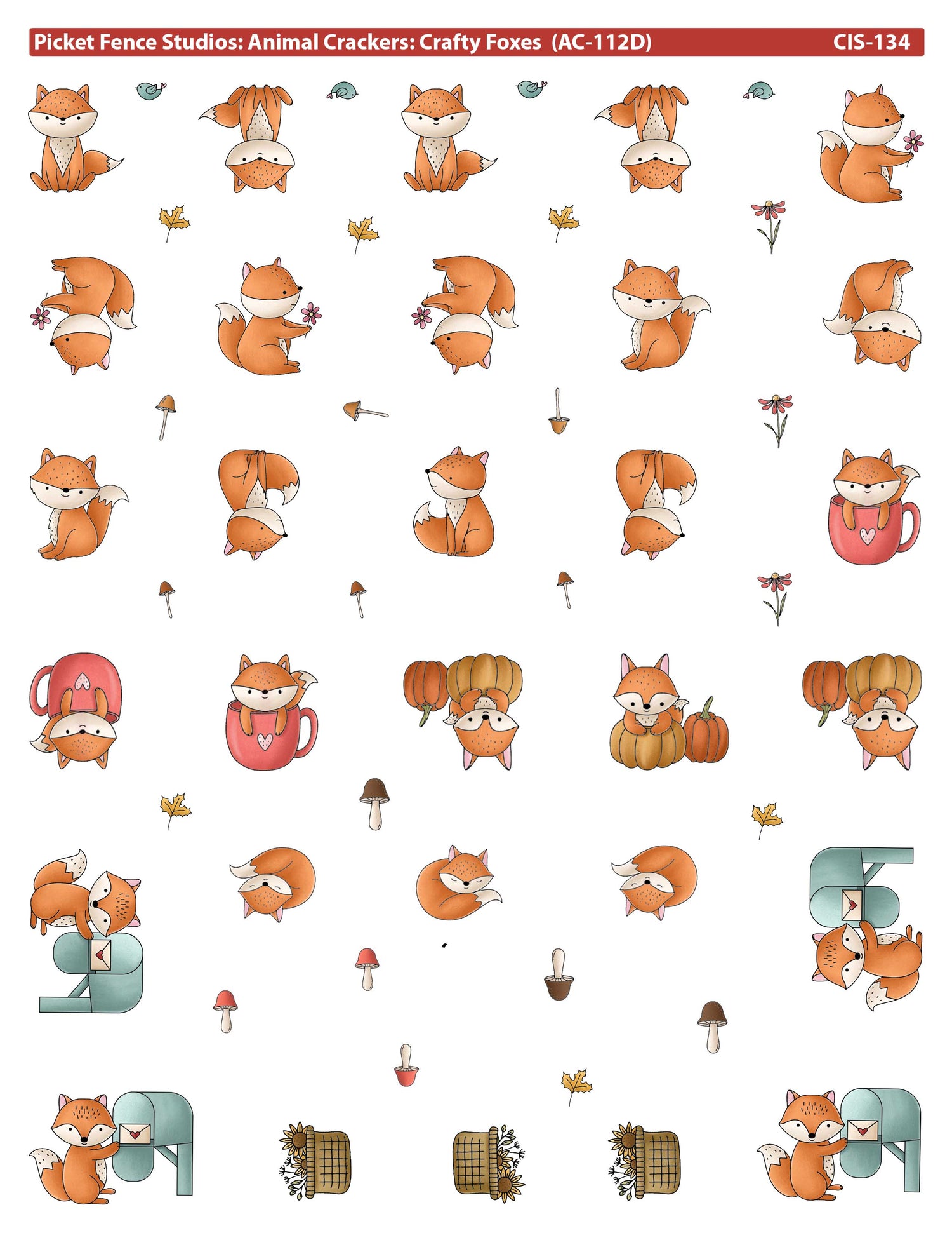 Colored Image Sheet - Animal Crackers: Crafty Foxes