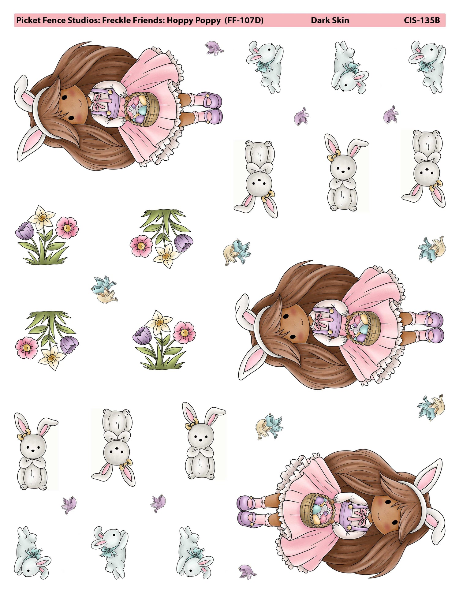 Colored Image Sheet - Freckle Friends: Hoppy Poppy (Dark Skin)