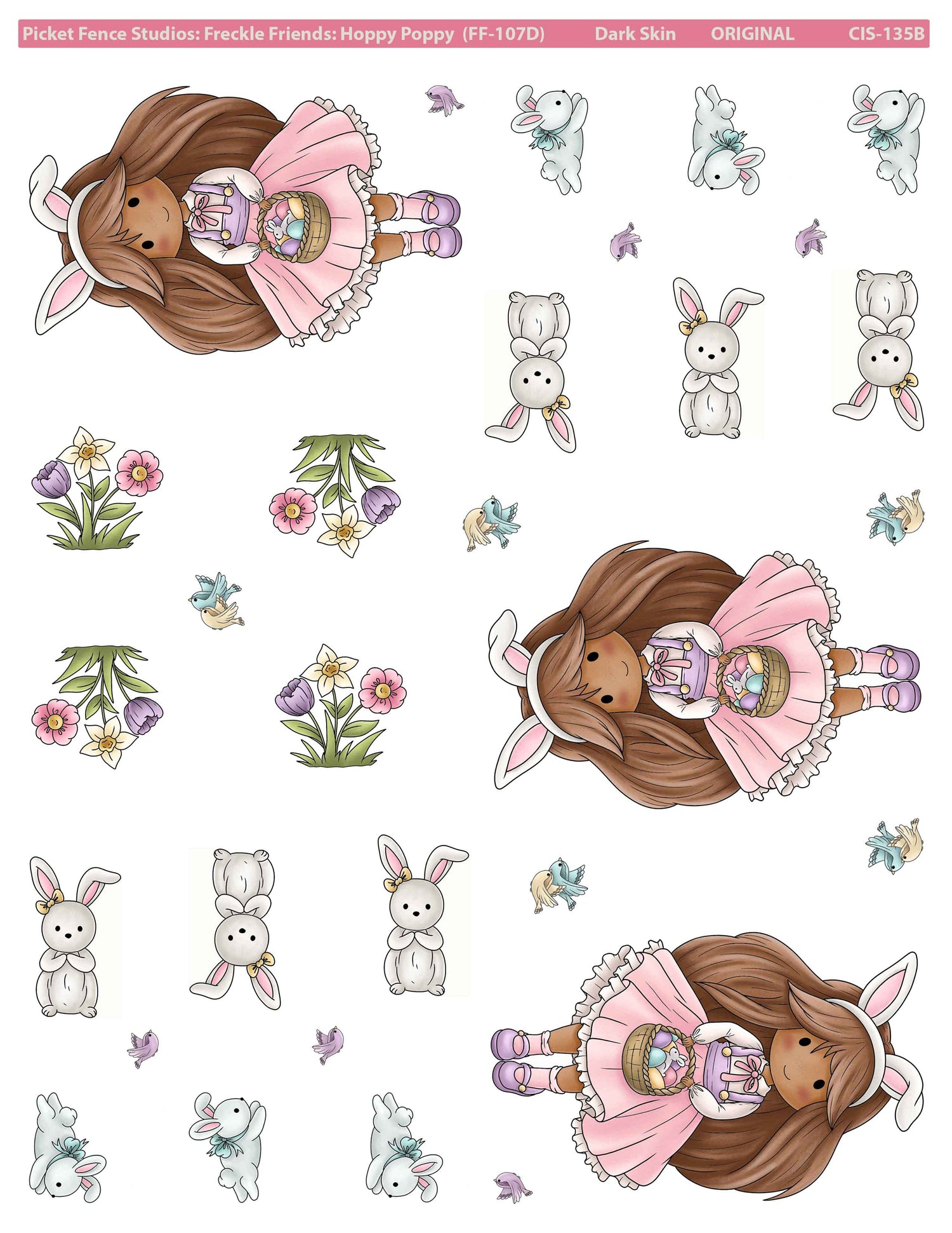 Colored Image Sheet - Freckle Friends: Hoppy Poppy  (Dark Skin and Original Orientation)