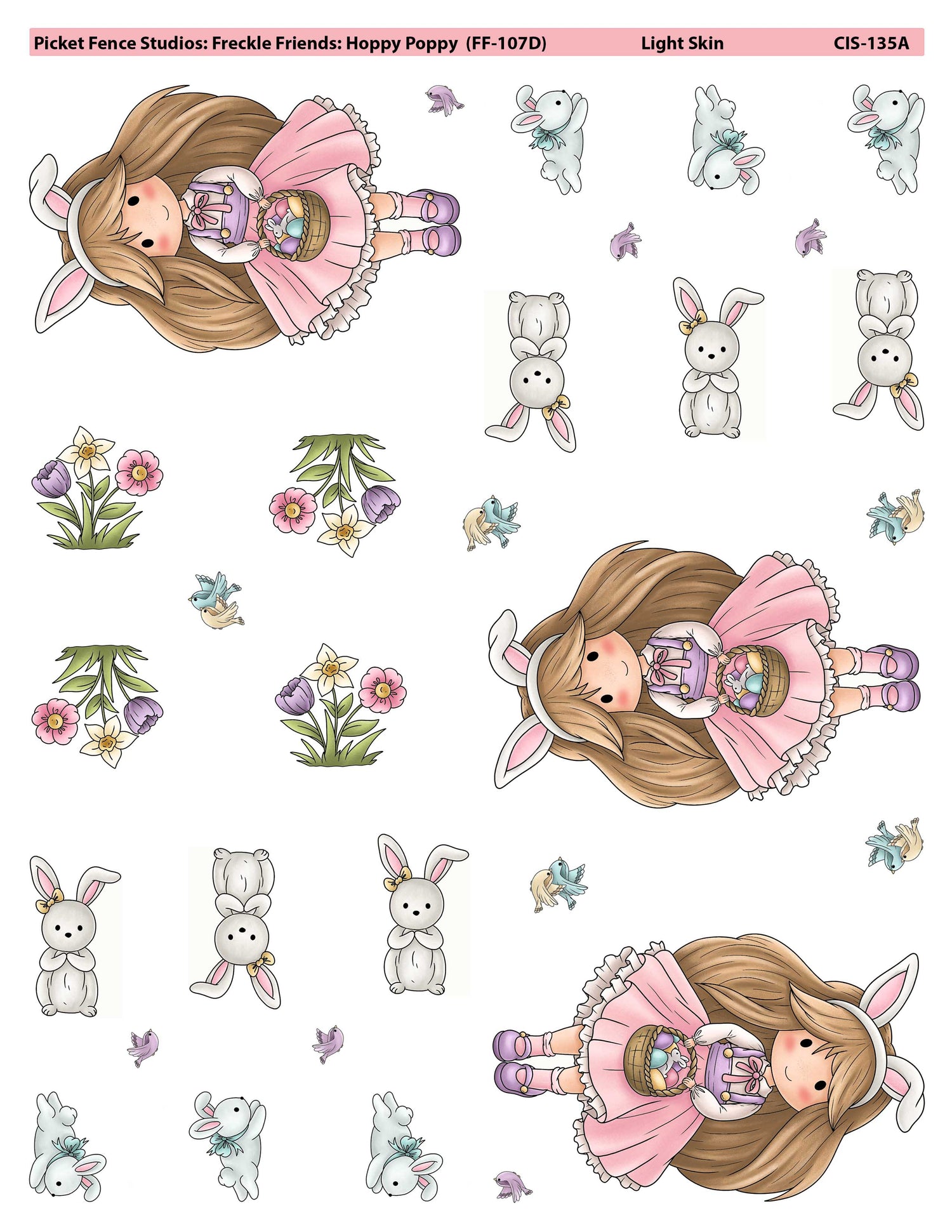 Colored Image Sheet - Freckle Friends: Hoppy Poppy (Light Skin)