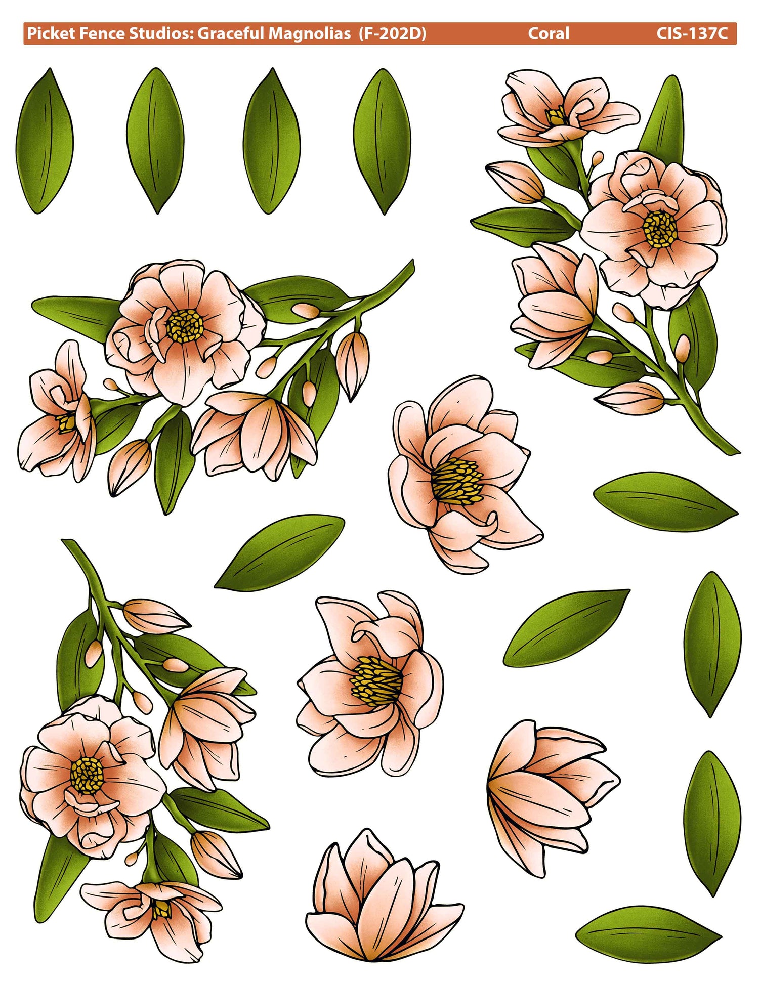 Graceful Magnolias Colored Image Sheet C: Corals