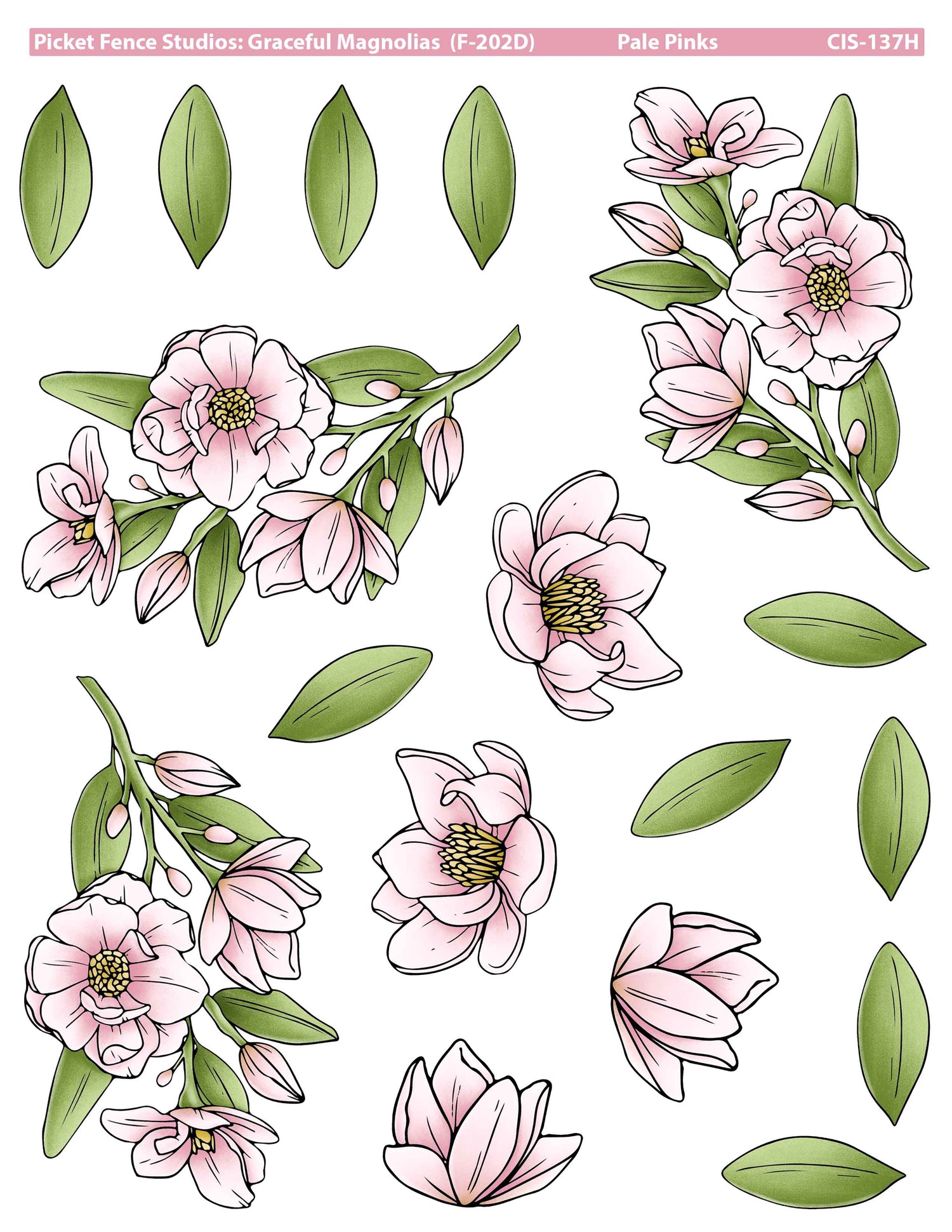 Graceful Magnolias Colored Image Sheet H: Pale Pinks