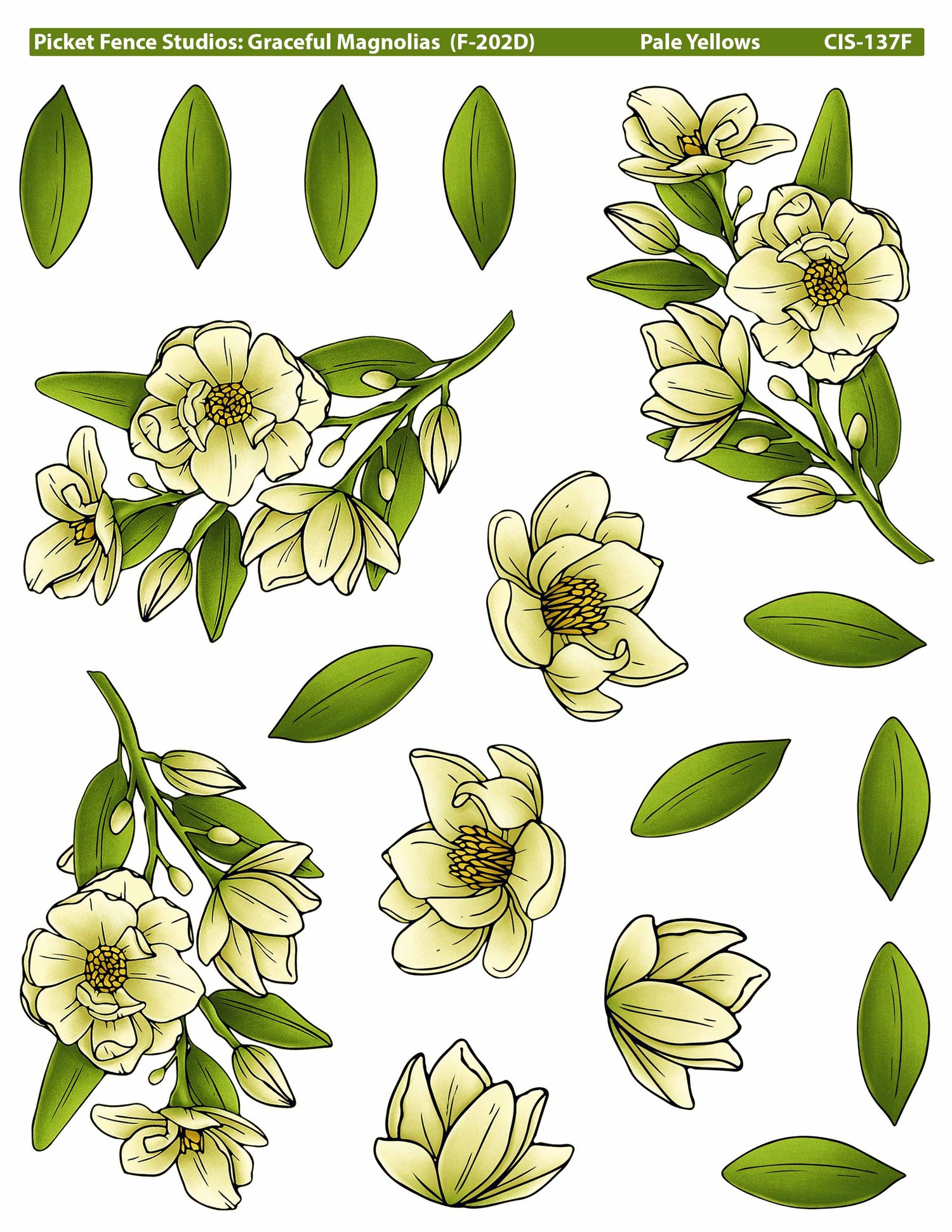 Graceful Magnolias Colored Image Sheet F: Pale Yellows
