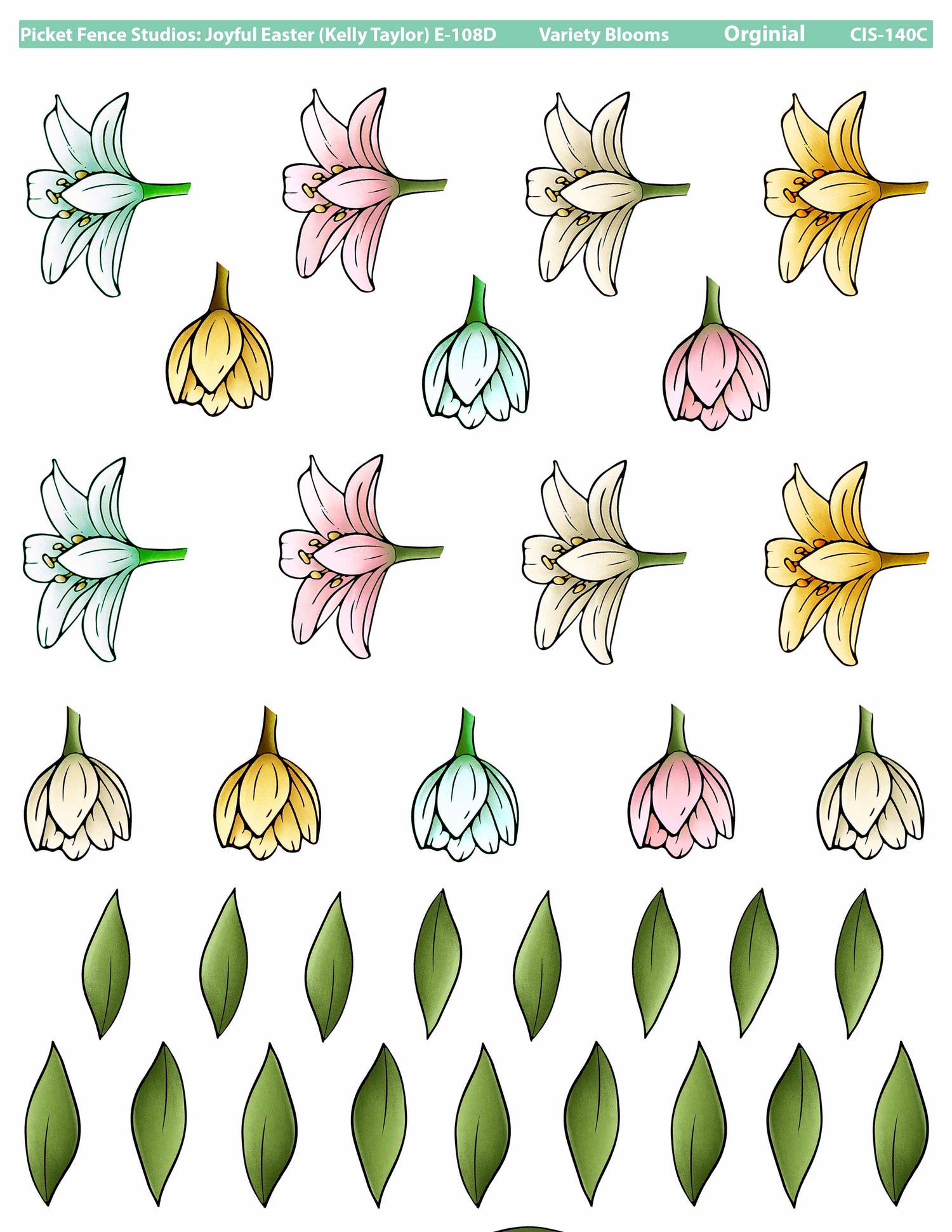 Colored Image Sheets: Joyful Easter: Variety Blooms C (Original Orientation)