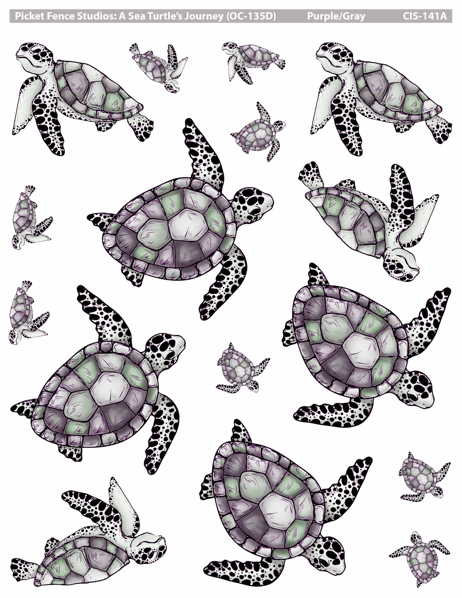 Colored Image Sheet: A Sea Turtle’s Journey (Original Orientation-Grays/Purples)