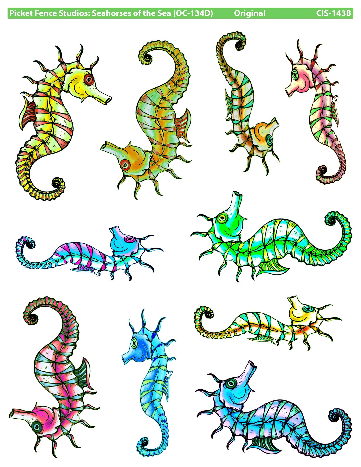 Colored Image Sheet: Seahorses of the Sea B in Original Orientation