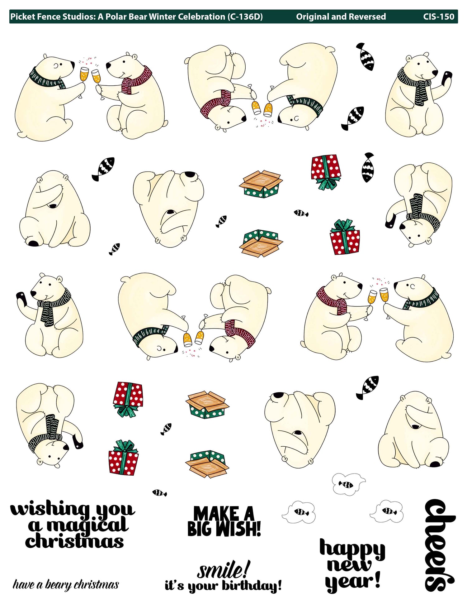 Colored Image Sheet - A Polar Bear's Winter Celebration (Original and Reversed)