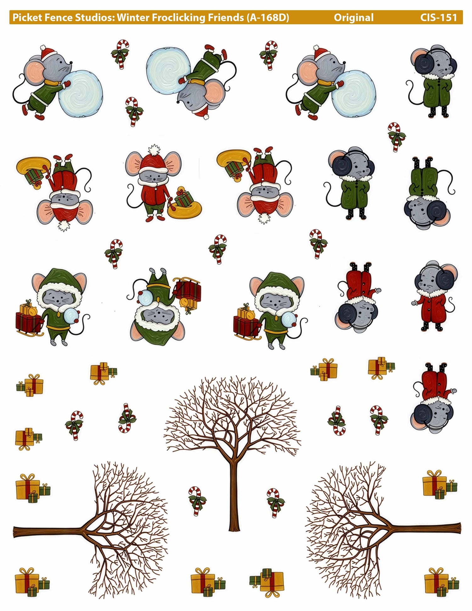 Colored Image Sheet - Winter Frolicking Friends (Original)