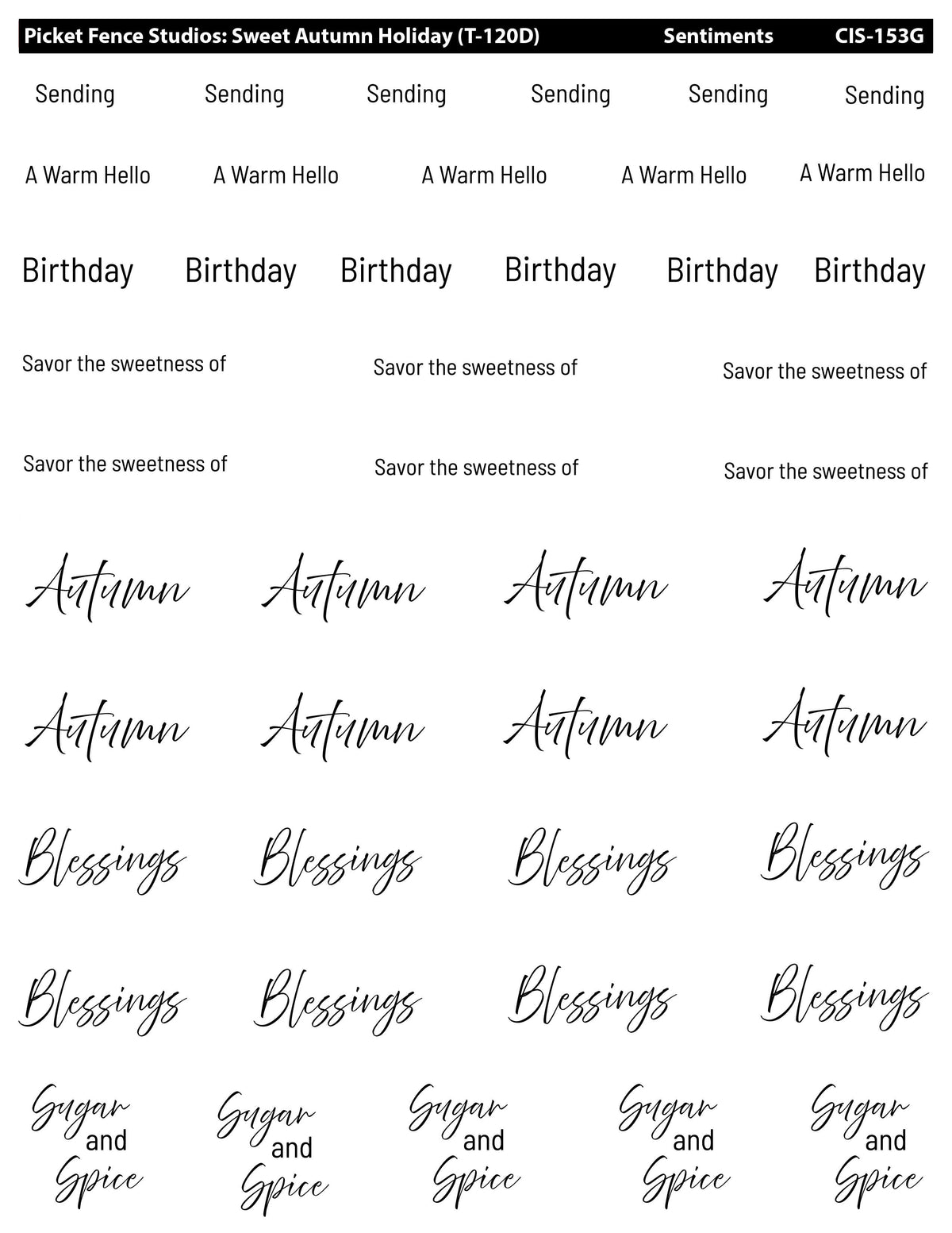 Colored Image Sheet: Sweet Autumn Holiday (Sentiments)