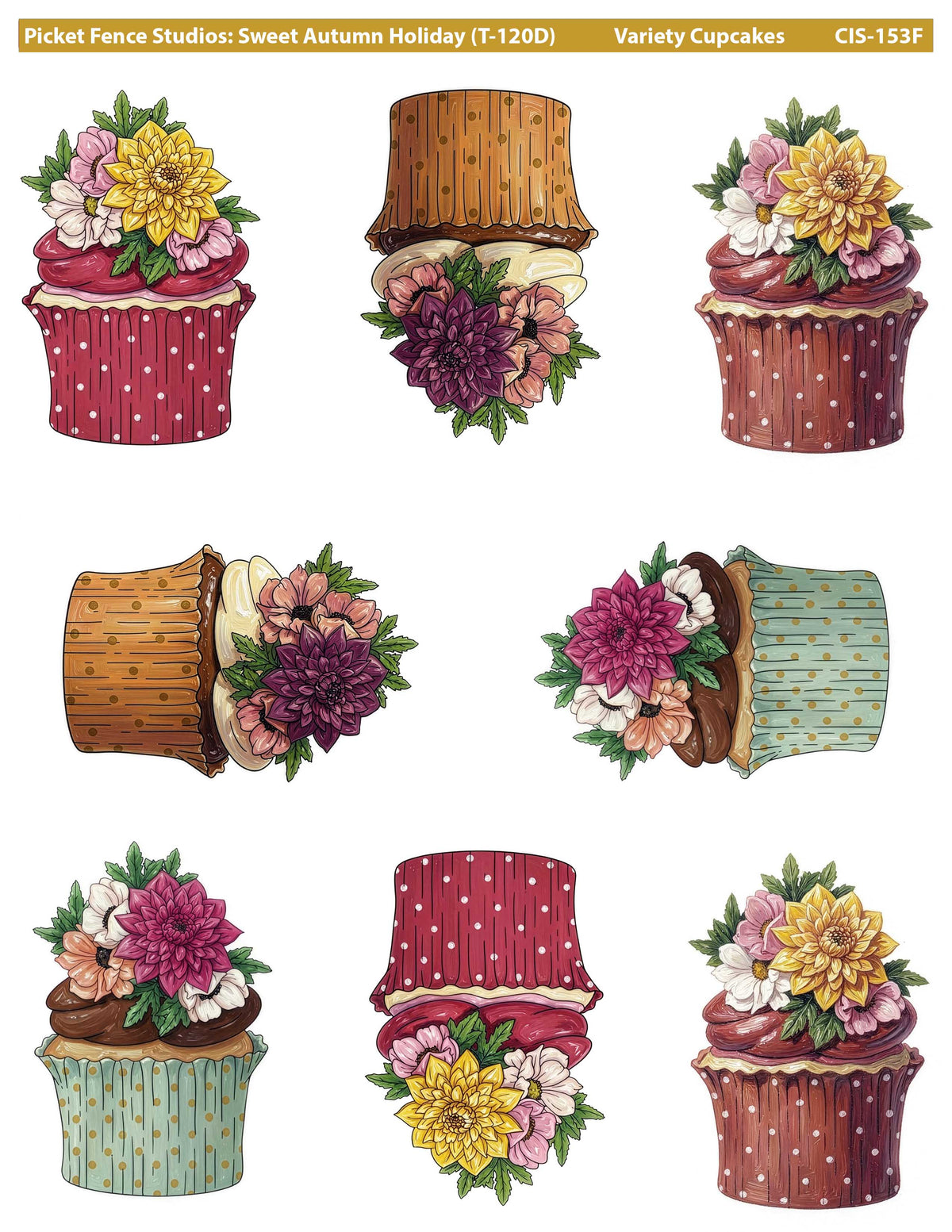 Colored Image Sheet: Sweet Autumn Holiday (Variety Cupcakes)