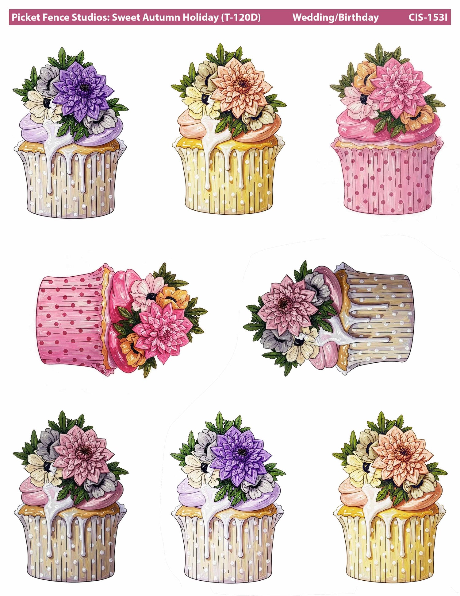 Colored Image Sheet: Sweet Autumn Holiday (Wedding/Birthday Cupcakes)