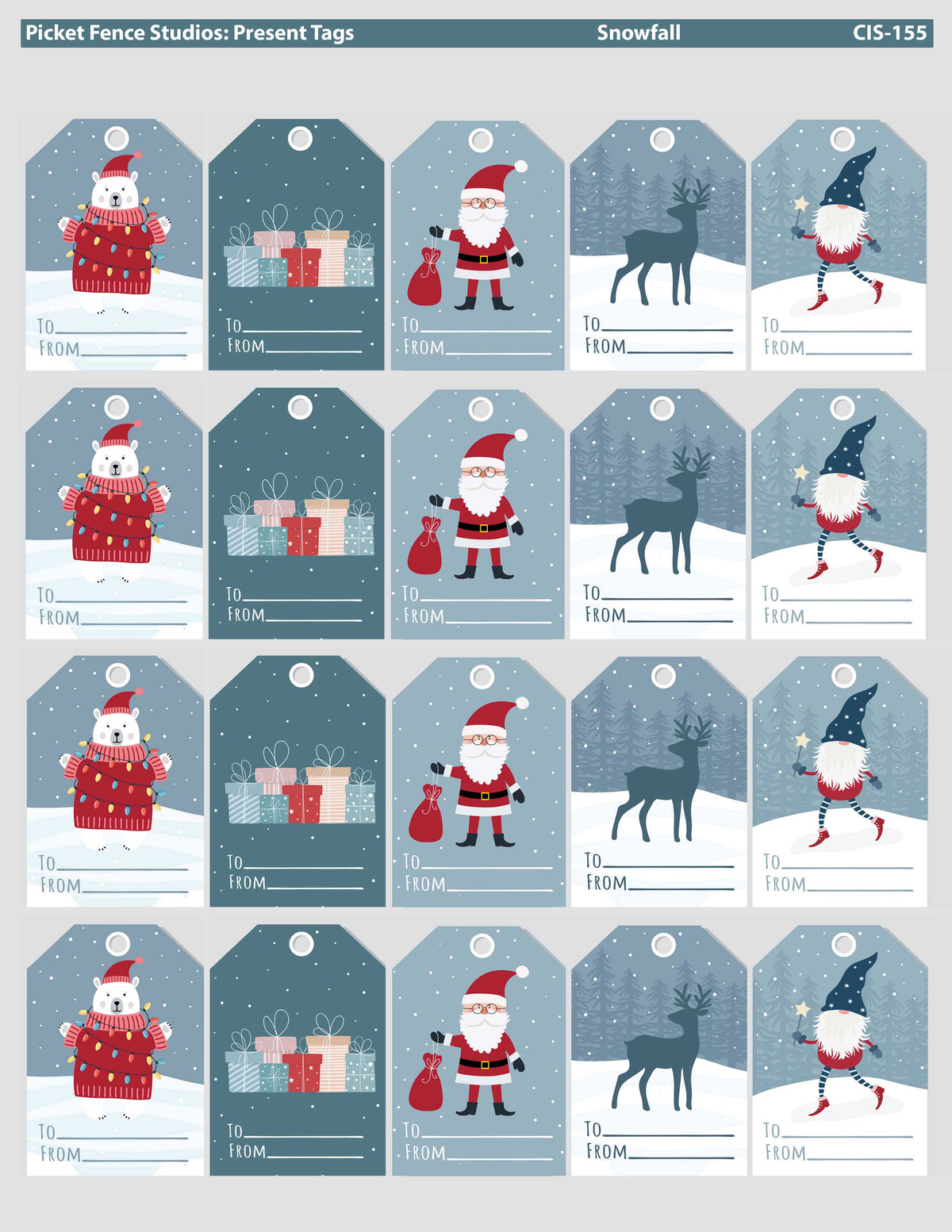 Colored Image Pieces: Christmas Present Tags: Teal Snowfall